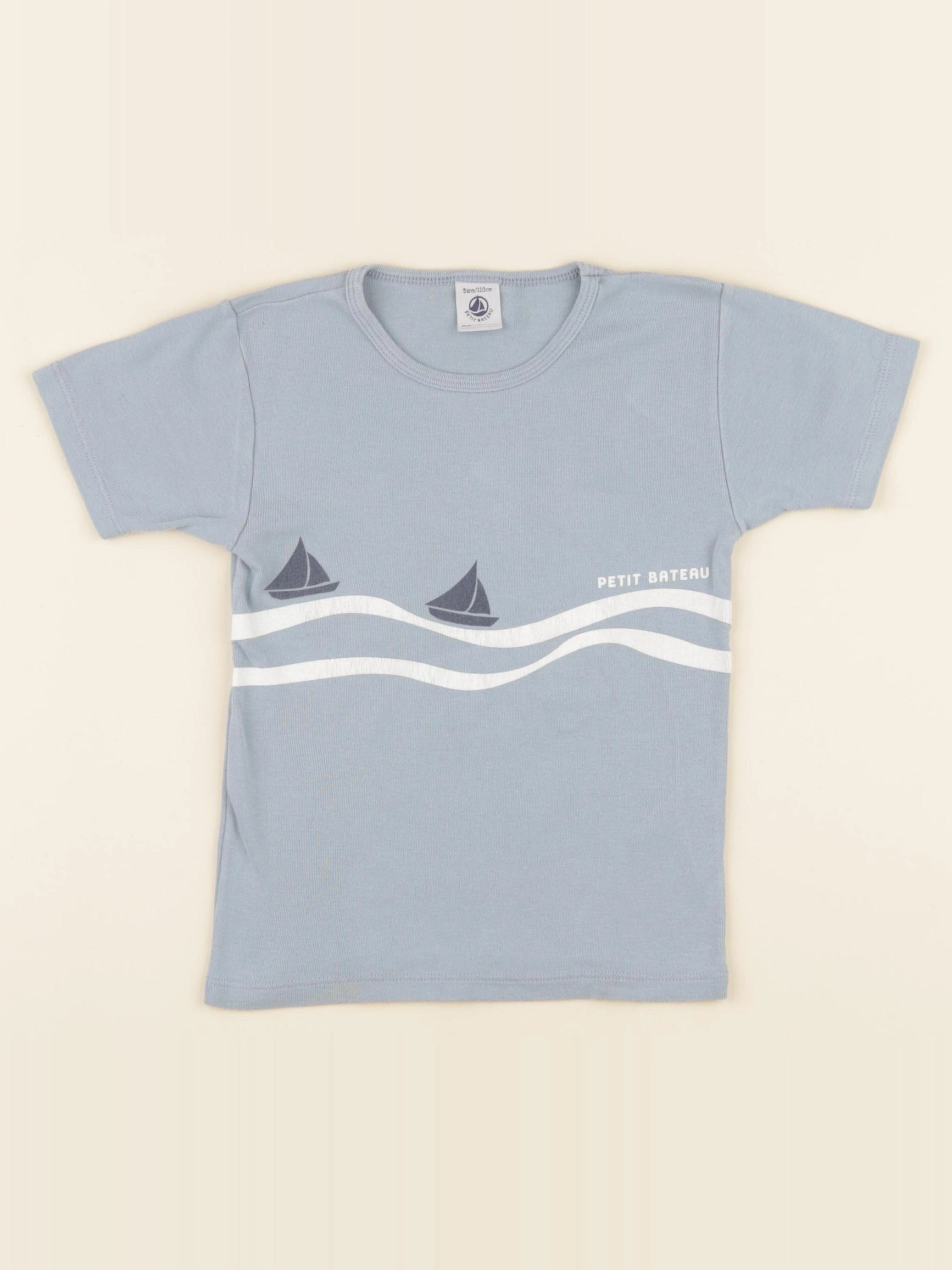 Petit Bateau - tee-shirt bleu - 5 ans