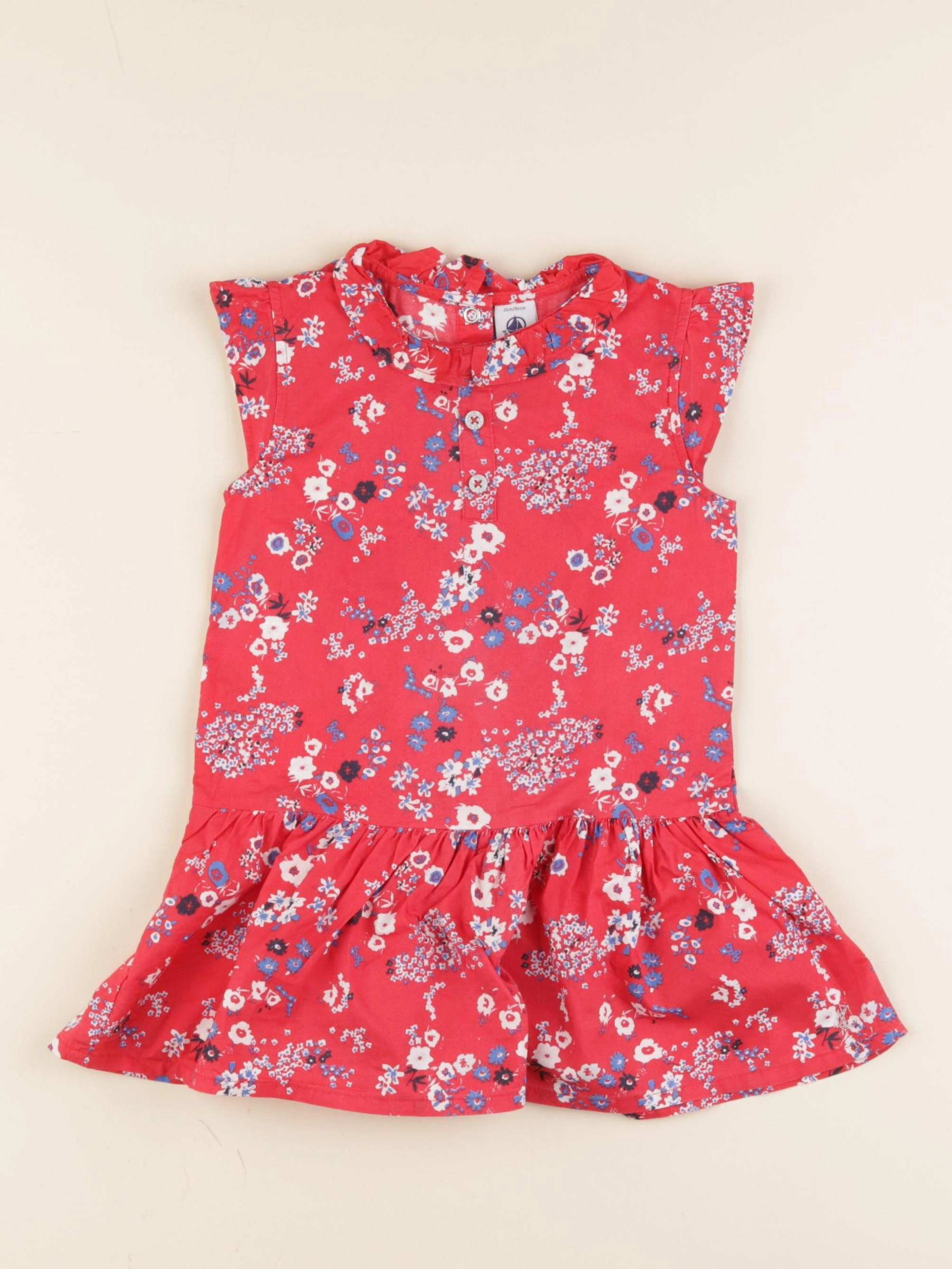 Petit Bateau - robe rouge - 24 mois