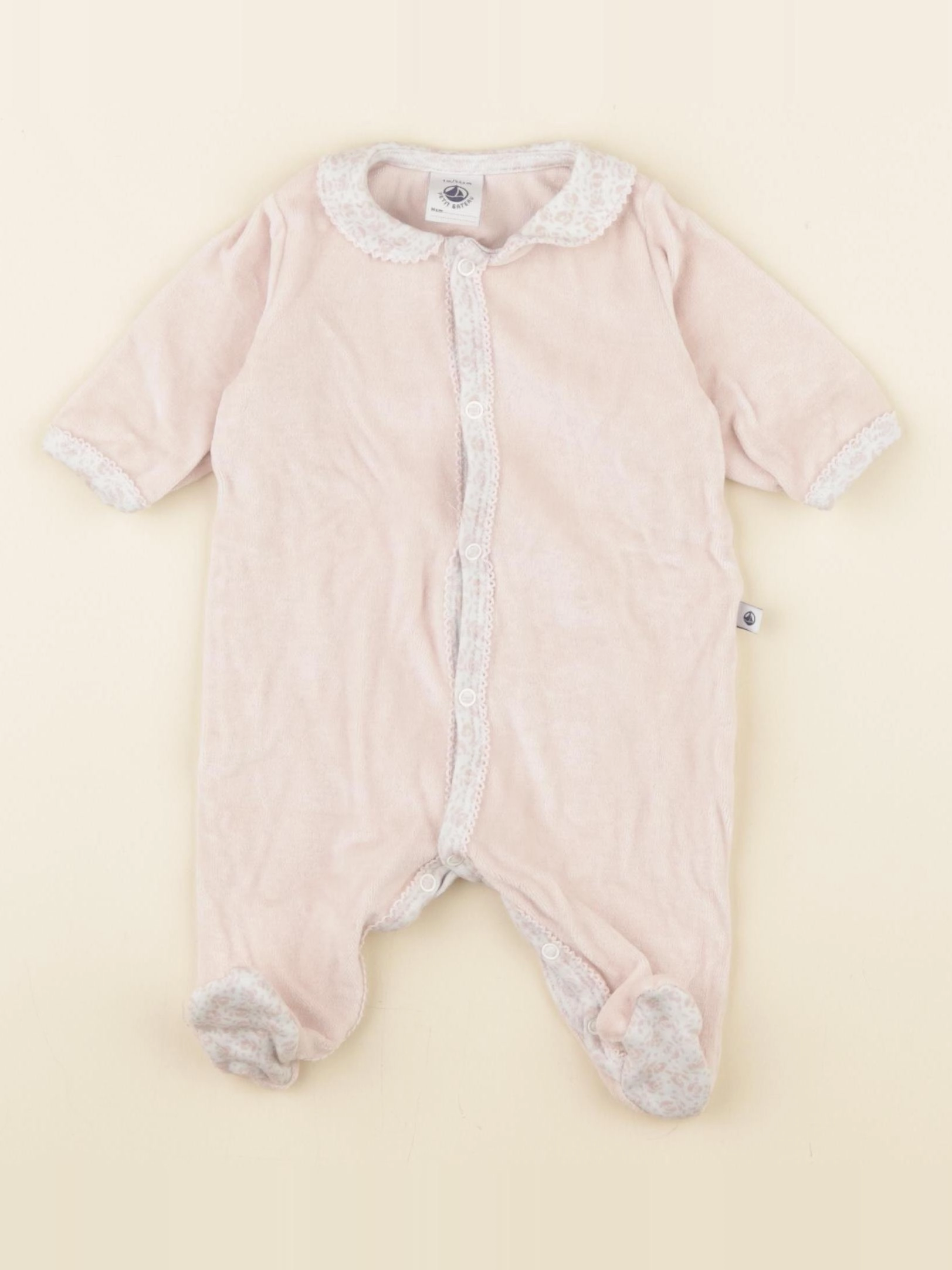 Petit Bateau - pyjama velours rose - 1 mois
