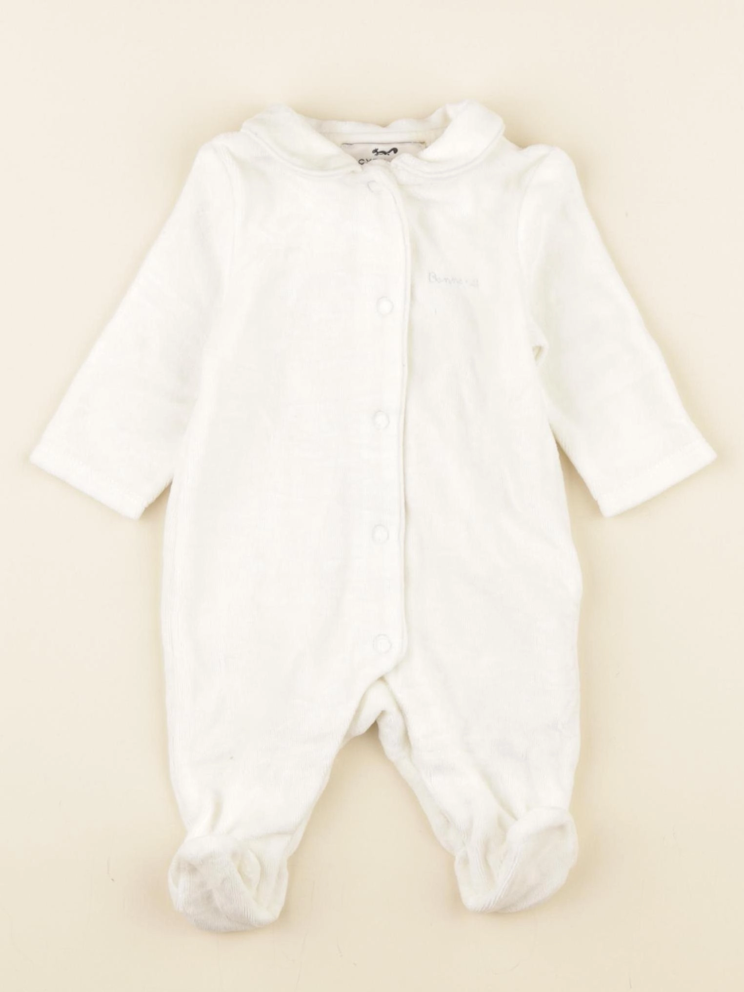 Cyrillus - pyjama velours blanc - 1 mois