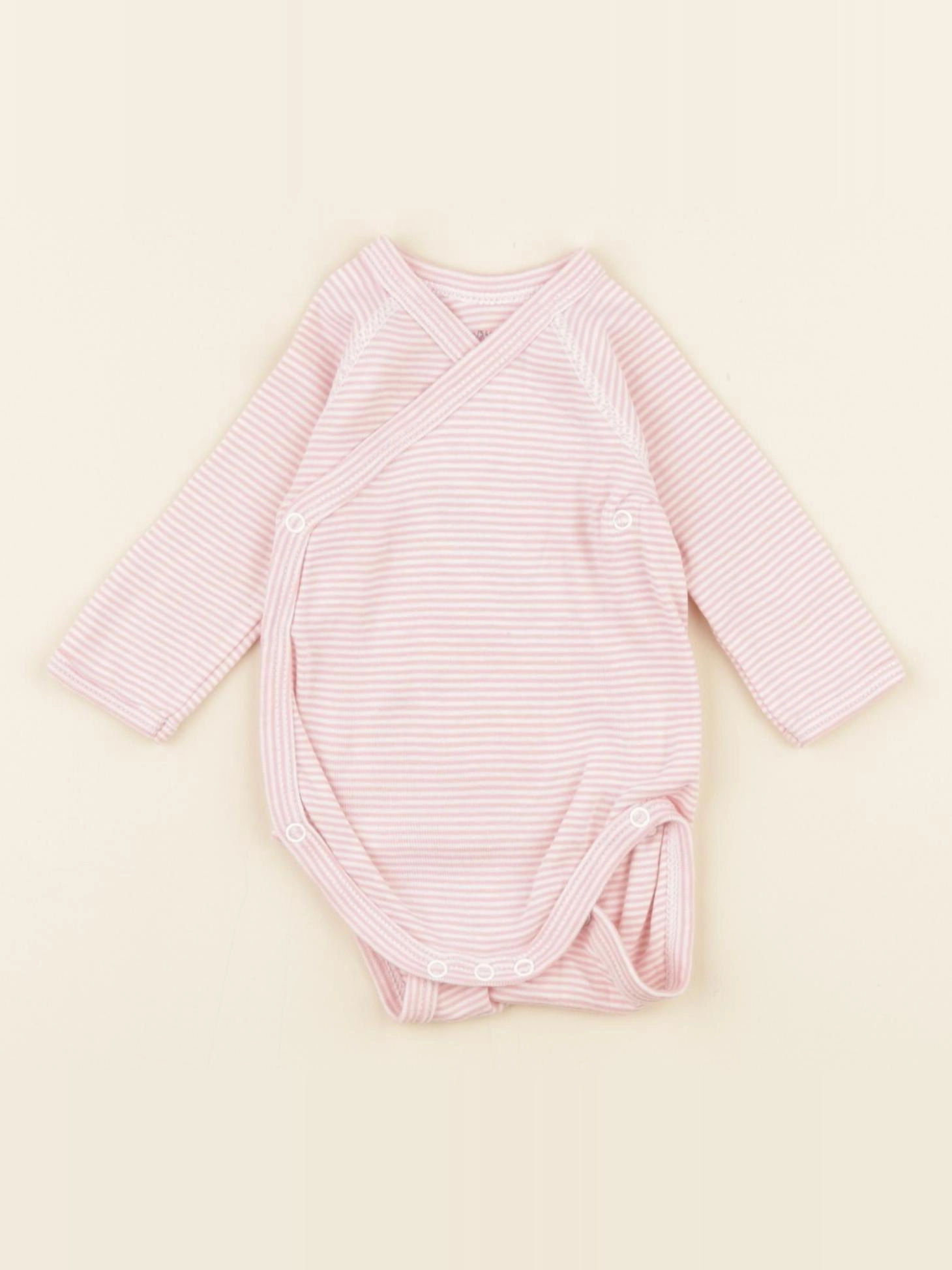 Petit Bateau - body blanc, rose - 1 mois