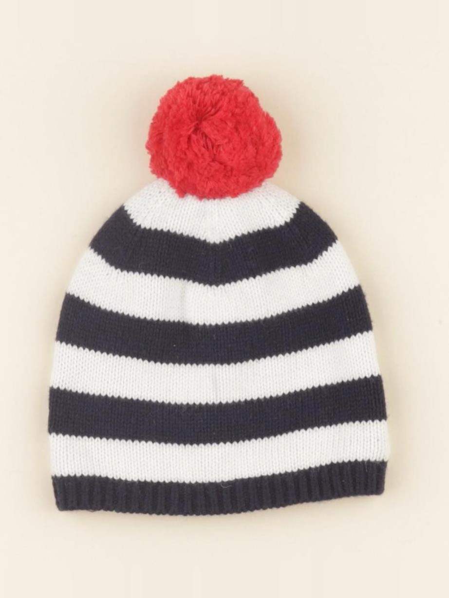 Jacadi - bonnet blanc, bleu - 12 mois