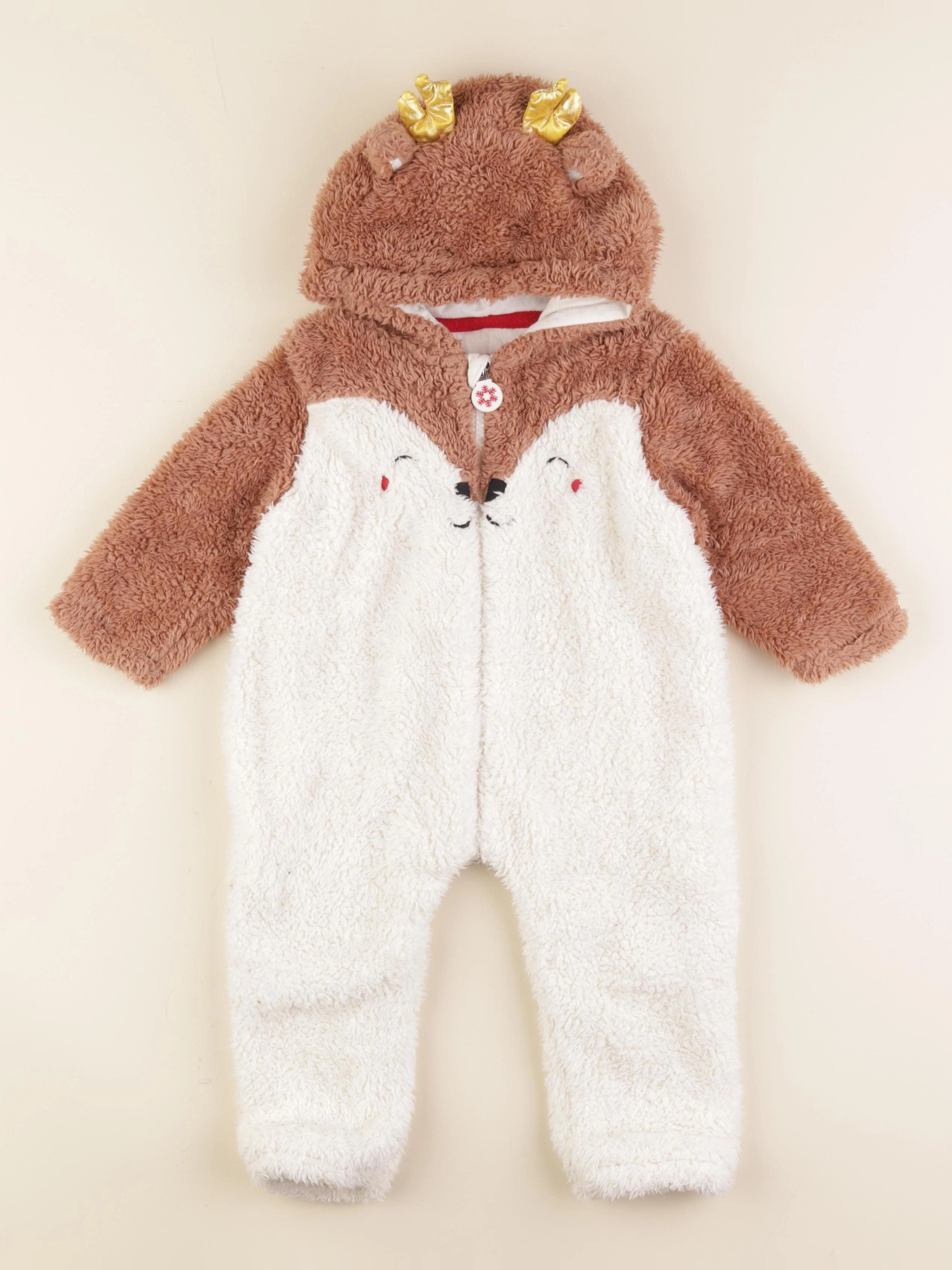 Vertbaudet - sur-pyjama marron, blanc, or - 18 mois