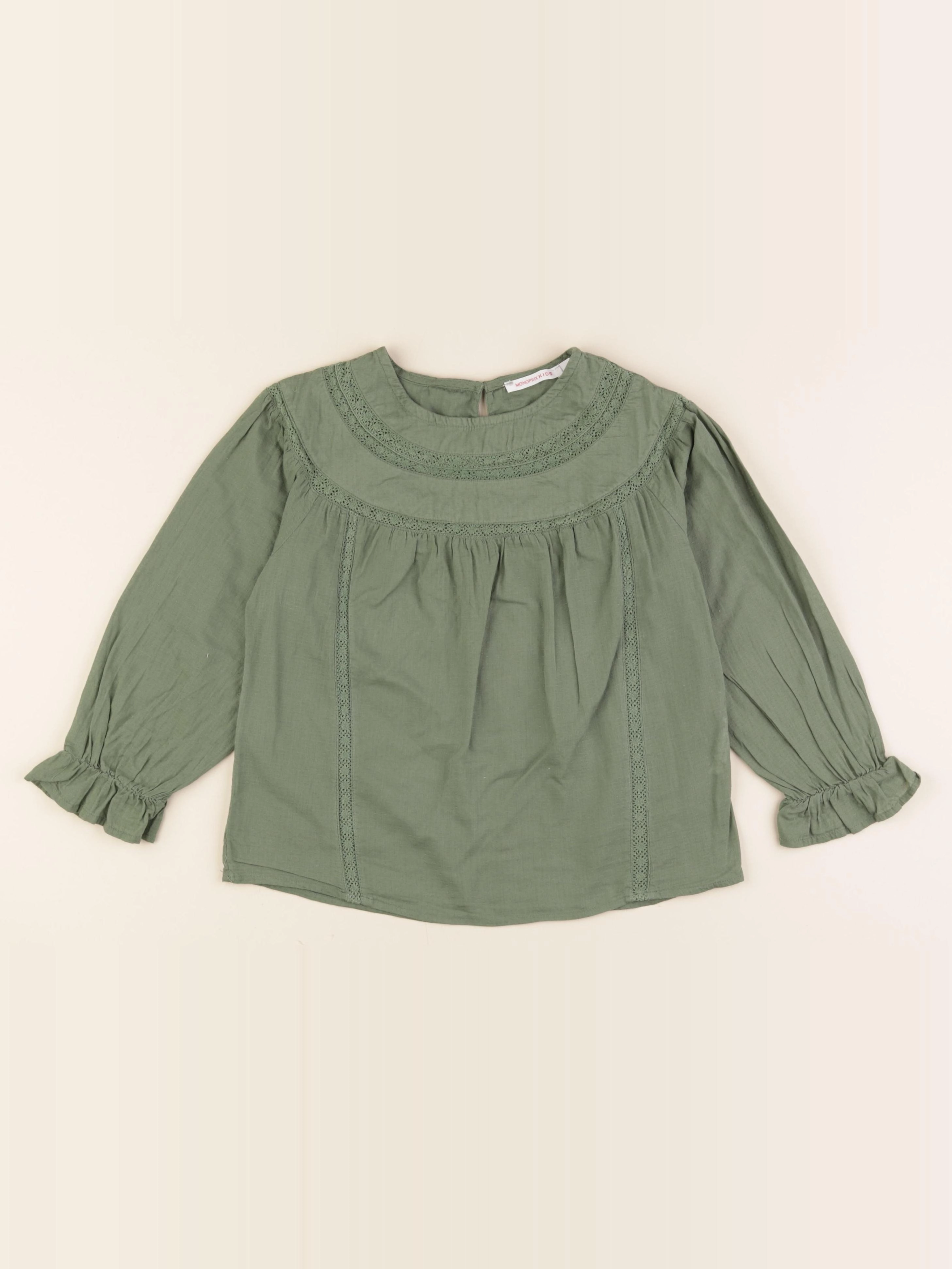 Monoprix - blouse coton vert - 6 ans