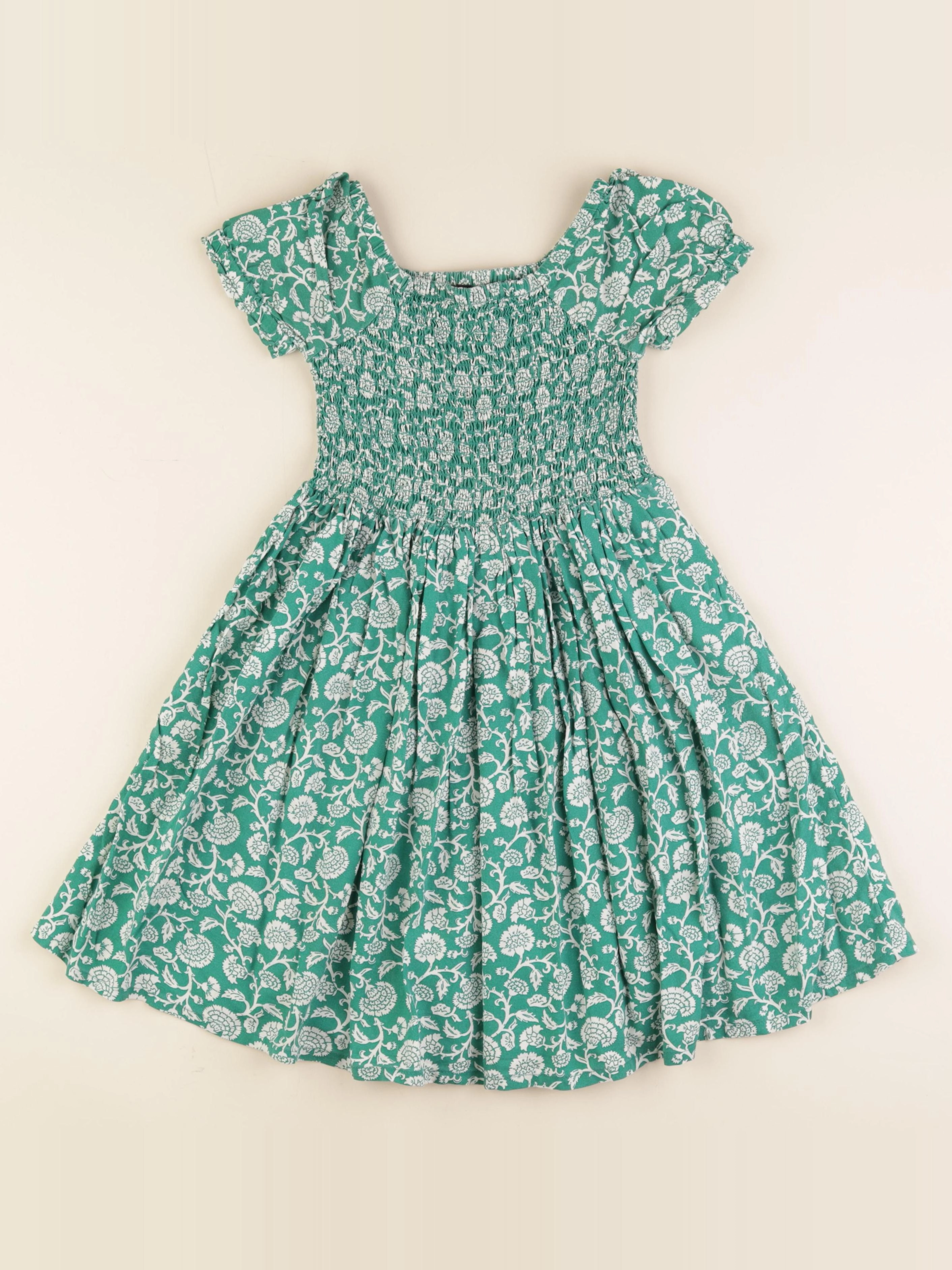 Monoprix - robe vert, blanc - 5 ans