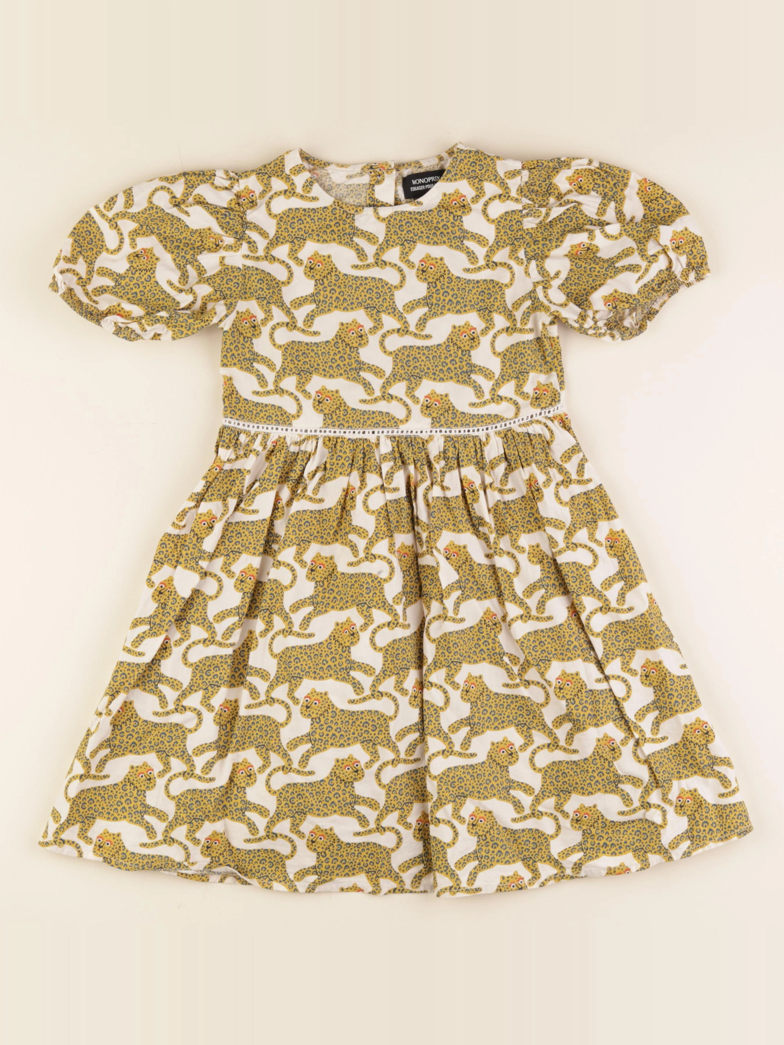 Monoprix - robe beige, jaune - 6 ans