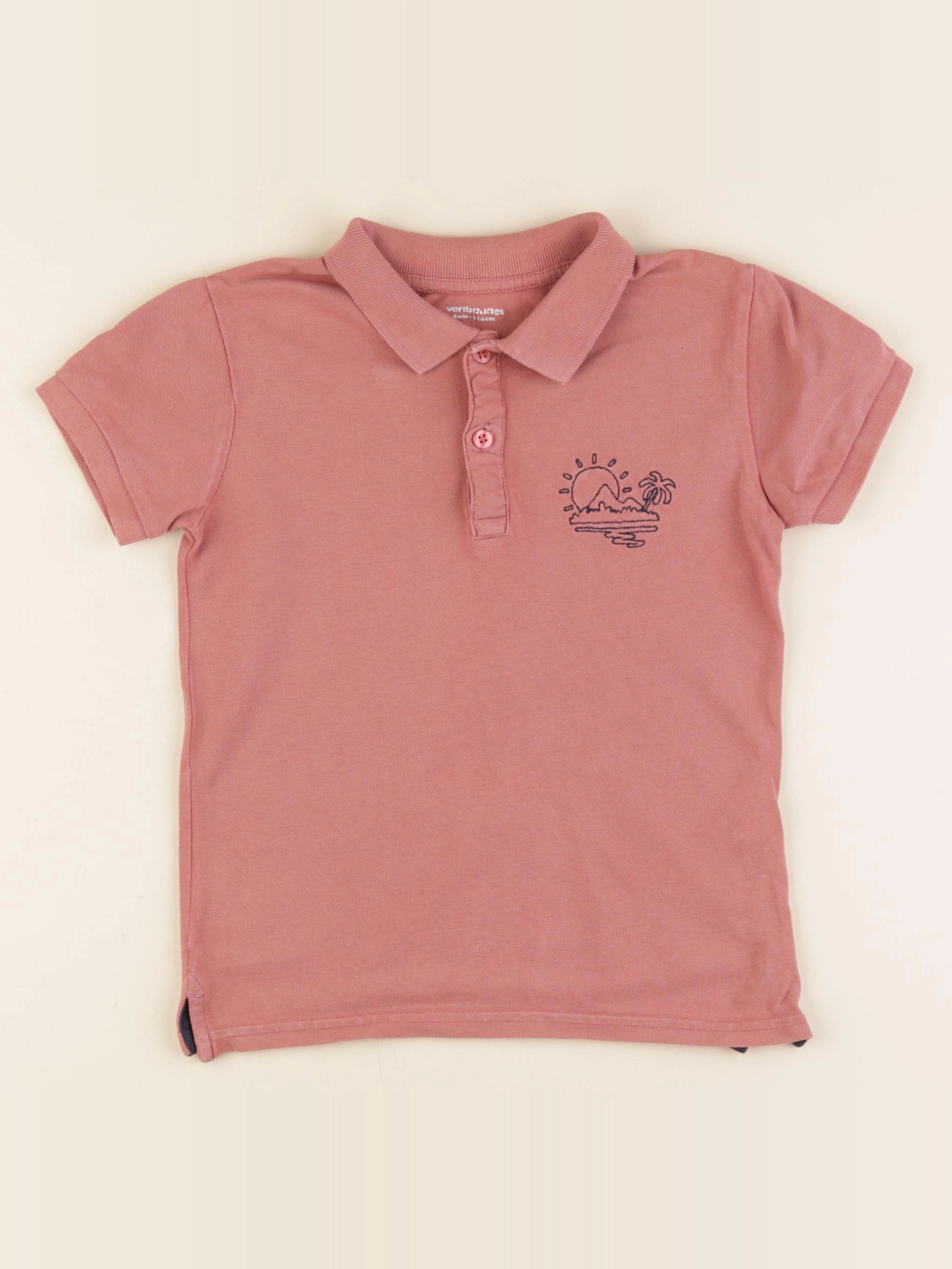 Vertbaudet - polo rose - 6 ans
