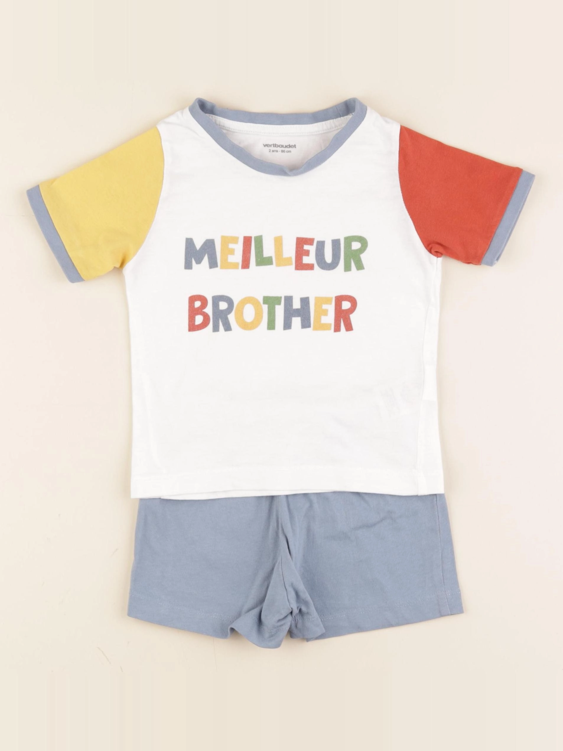 Vertbaudet - pyjama coton bleu, blanc - 2 ans