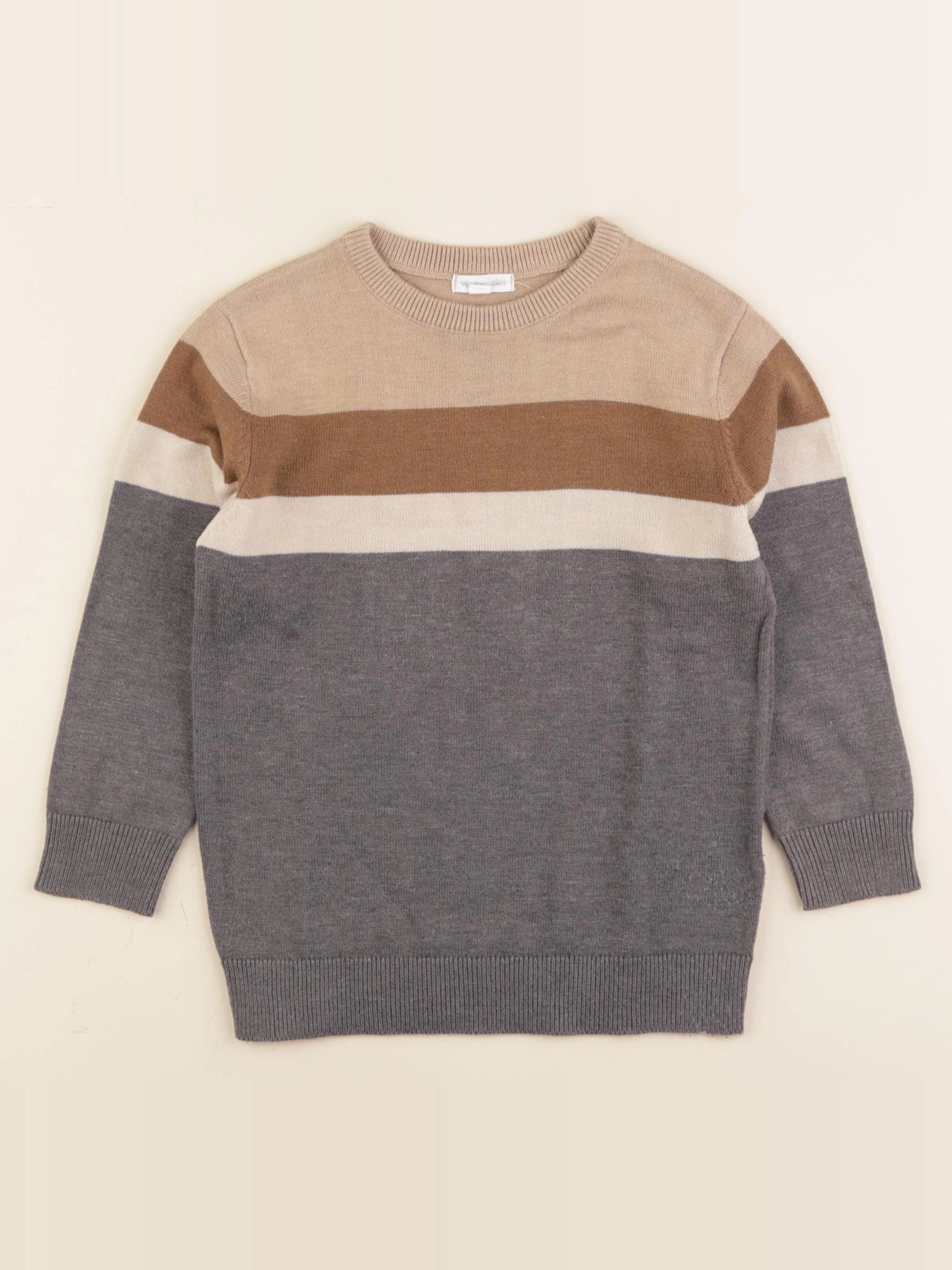 Vertbaudet - pull marron, gris - 6 mois