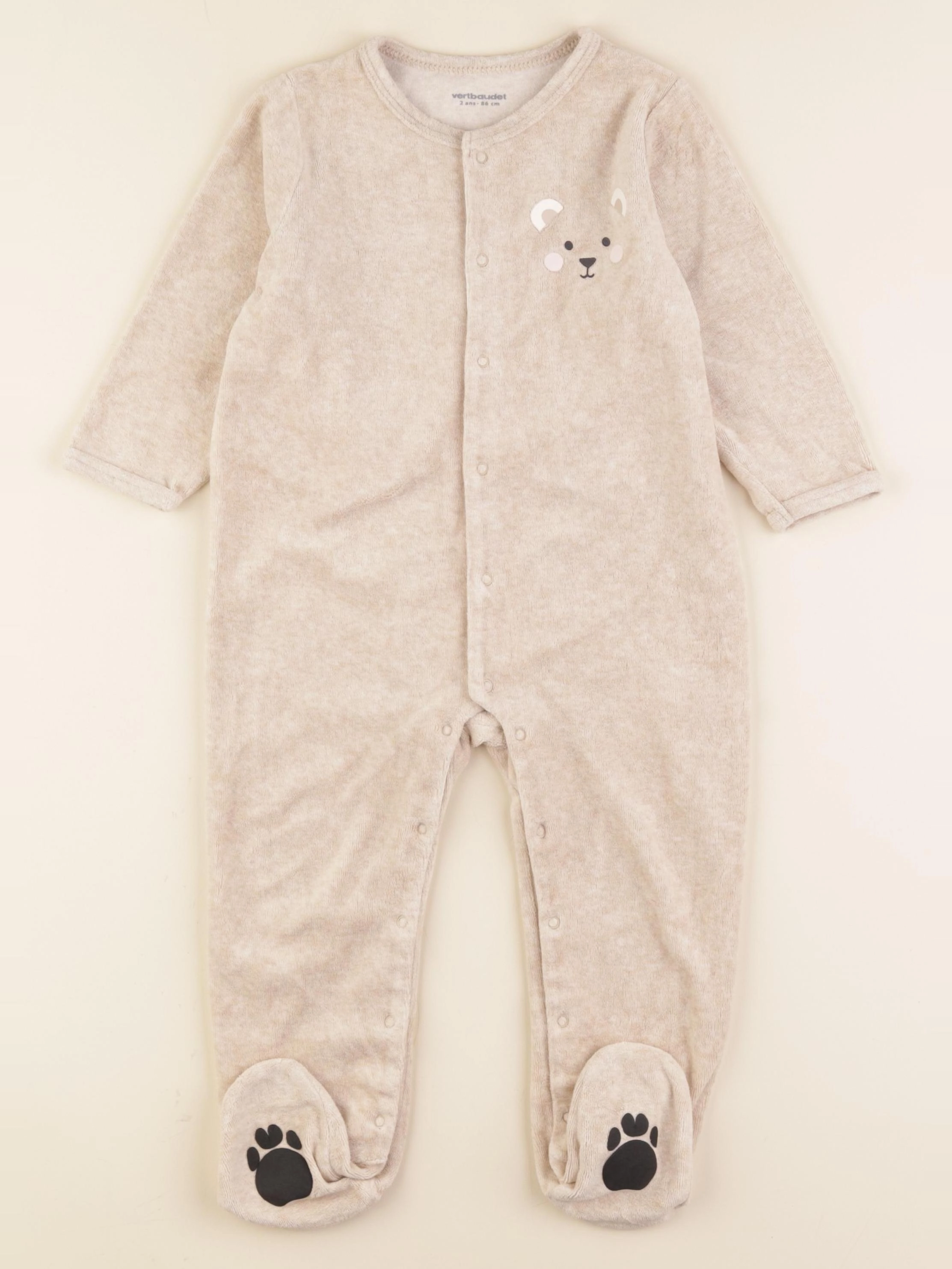 Vertbaudet - pyjama velours beige - 2 ans