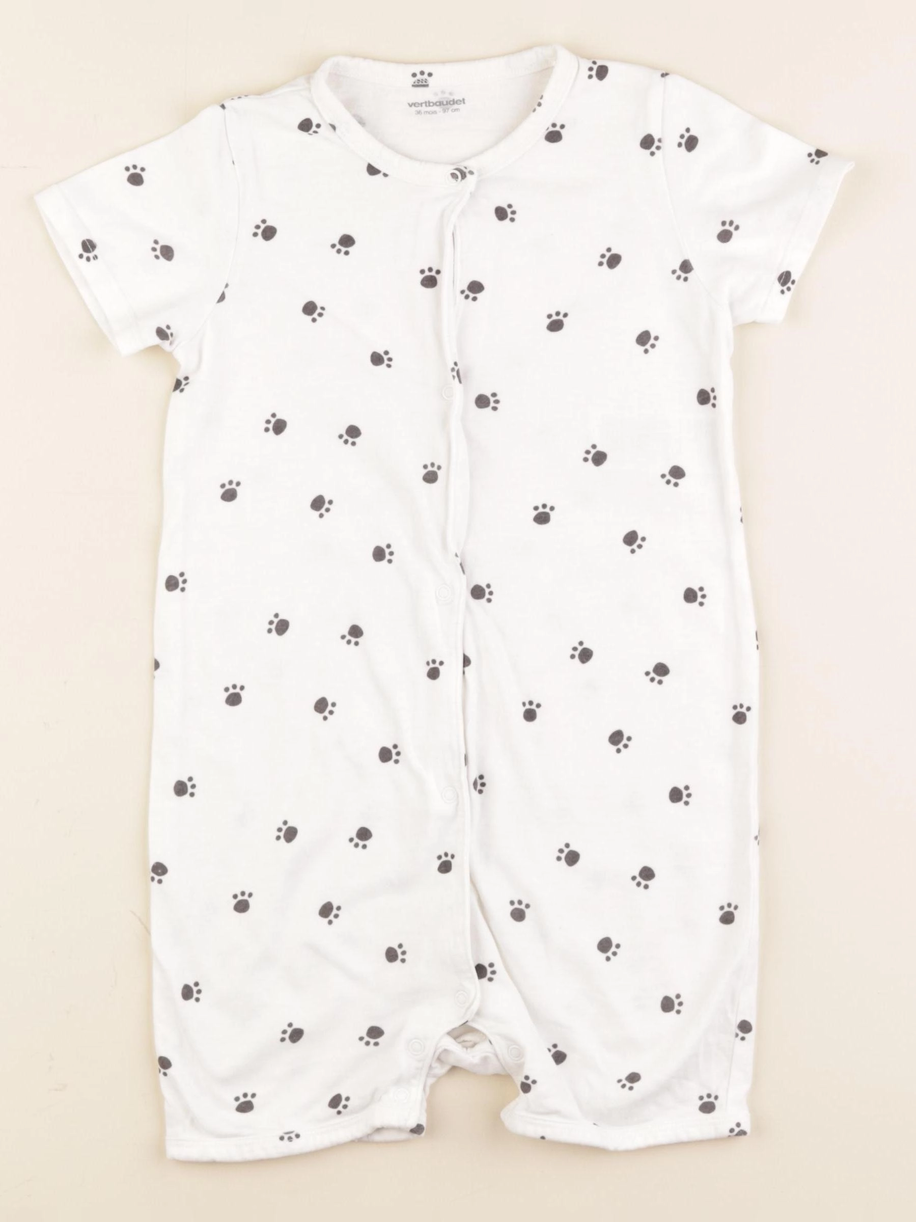 Vertbaudet - pyjama blanc, noir - 36 mois