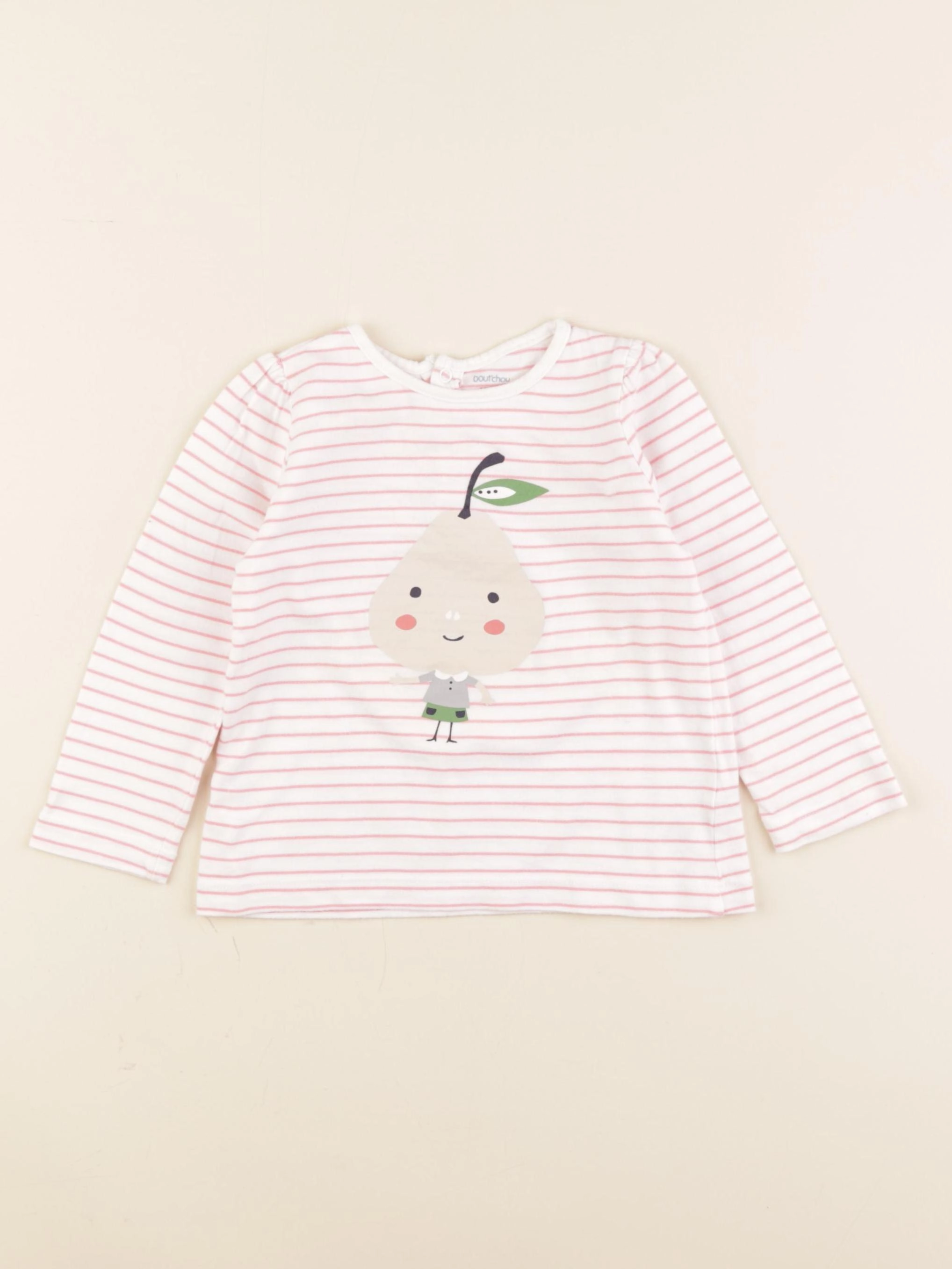 Boutchou - tee-shirt blanc, rose - 18 mois