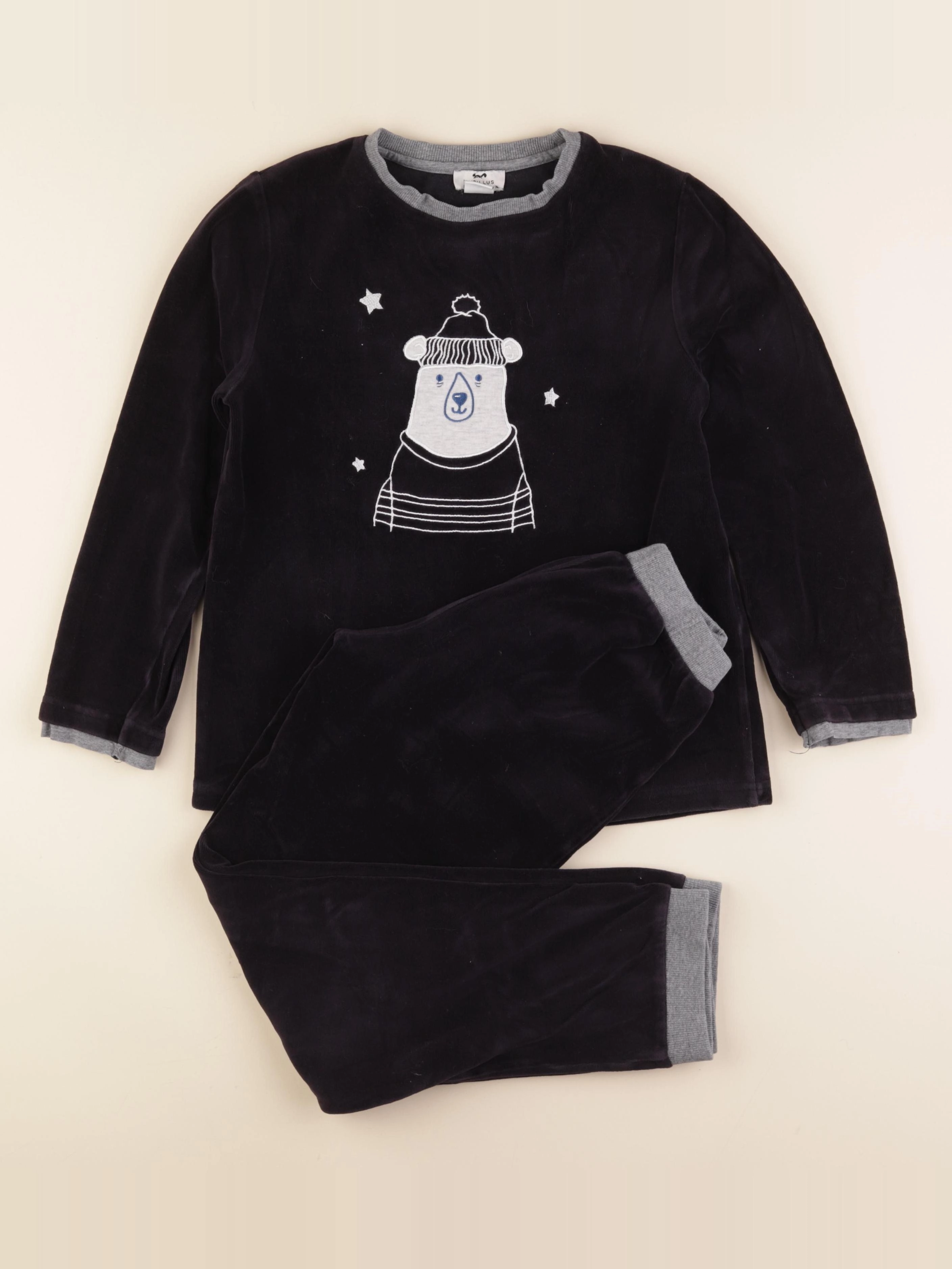 Cyrillus - pyjama velours bleu, gris - 10 ans