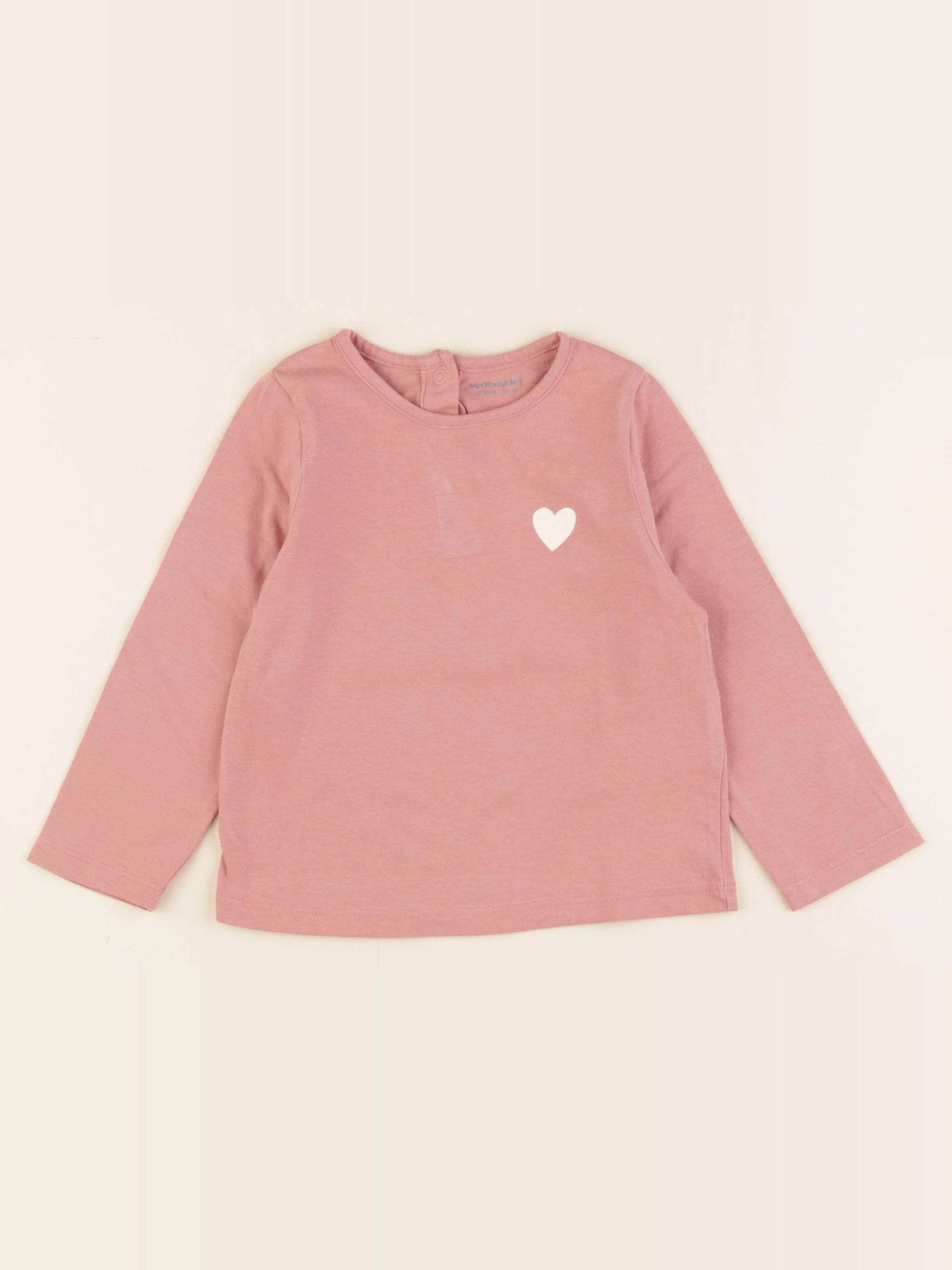 Vertbaudet - tee-shirt rose - 12 mois