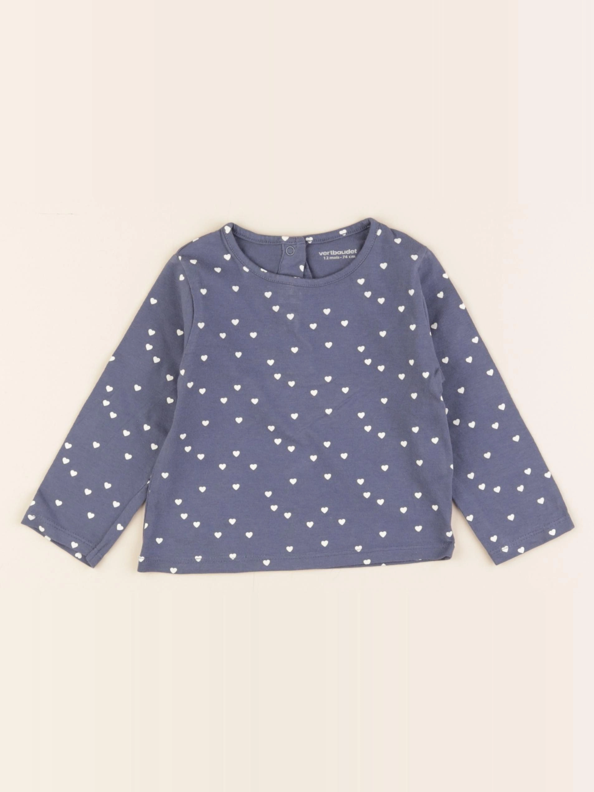 Vertbaudet - tee-shirt bleu, blanc - 12 mois