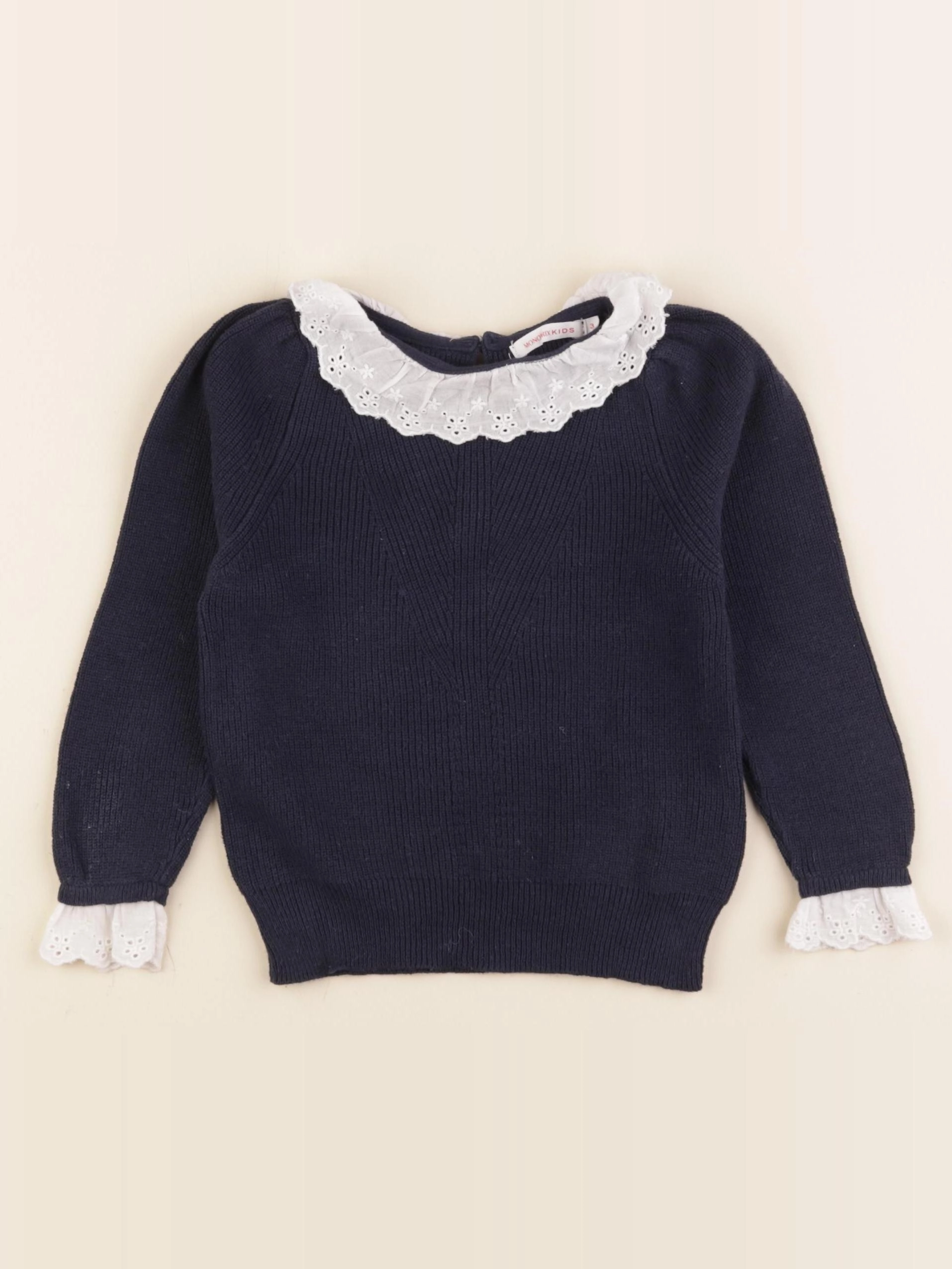 Monoprix - pull bleu, blanc - 3 ans