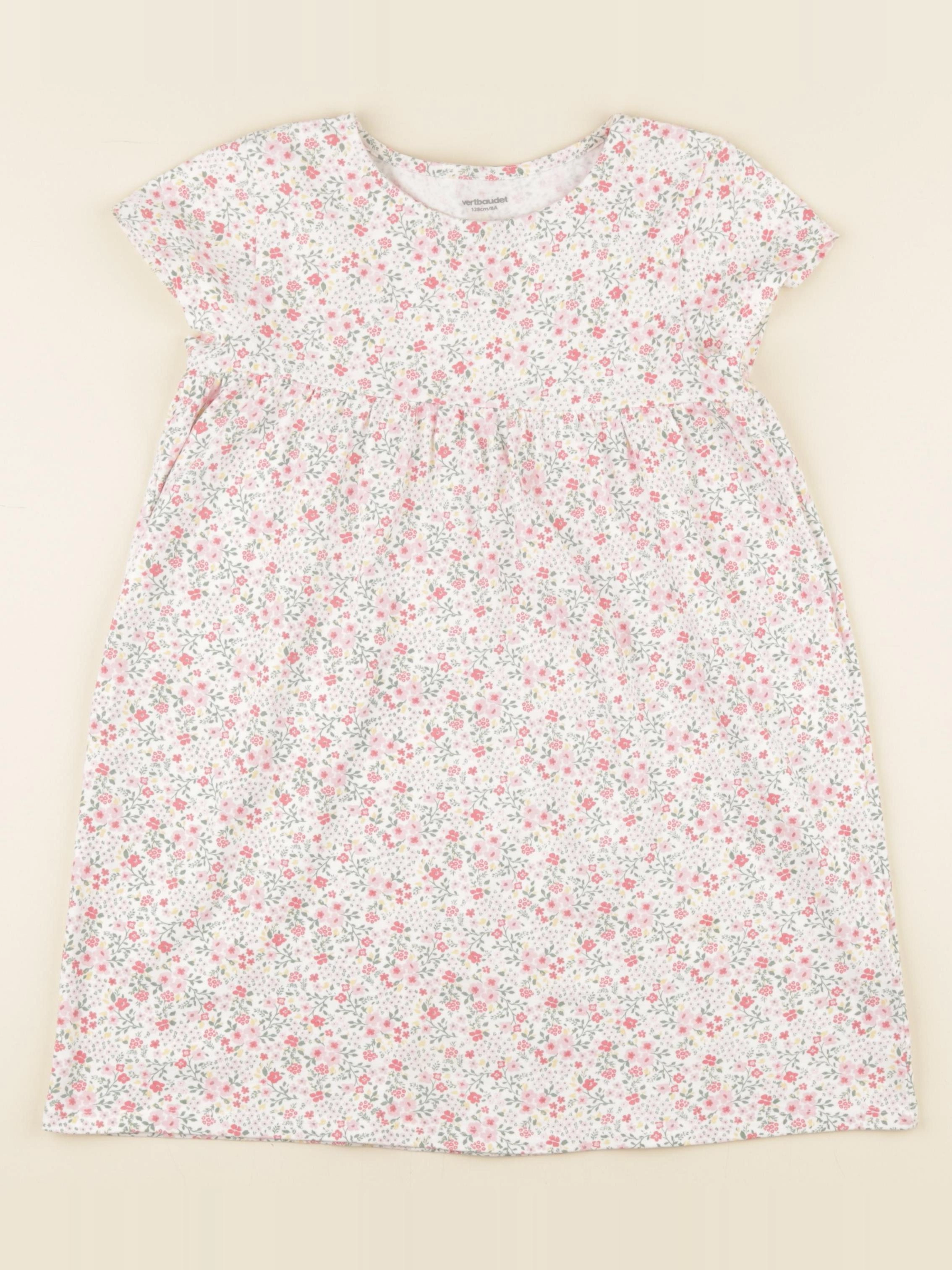 Vertbaudet - robe rose, blanc - 8 ans