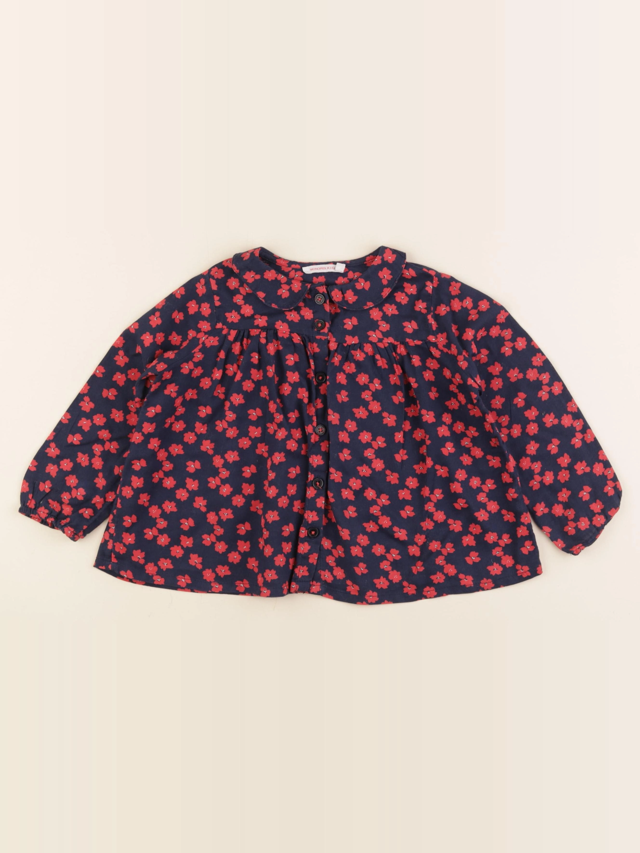 Monoprix - blouse bleu, rouge - 3 ans