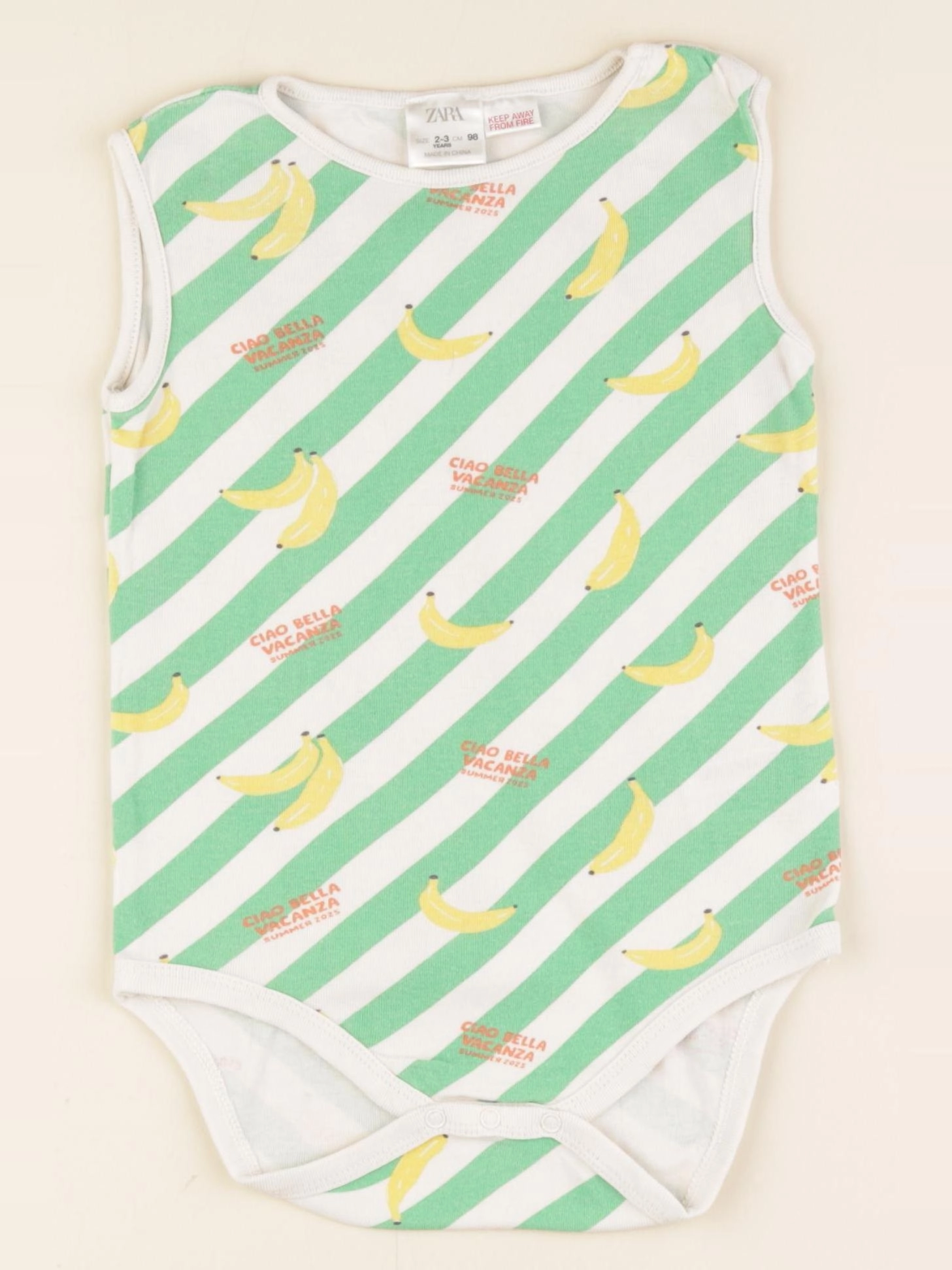 Zara - body blanc, vert - 2/3 ans