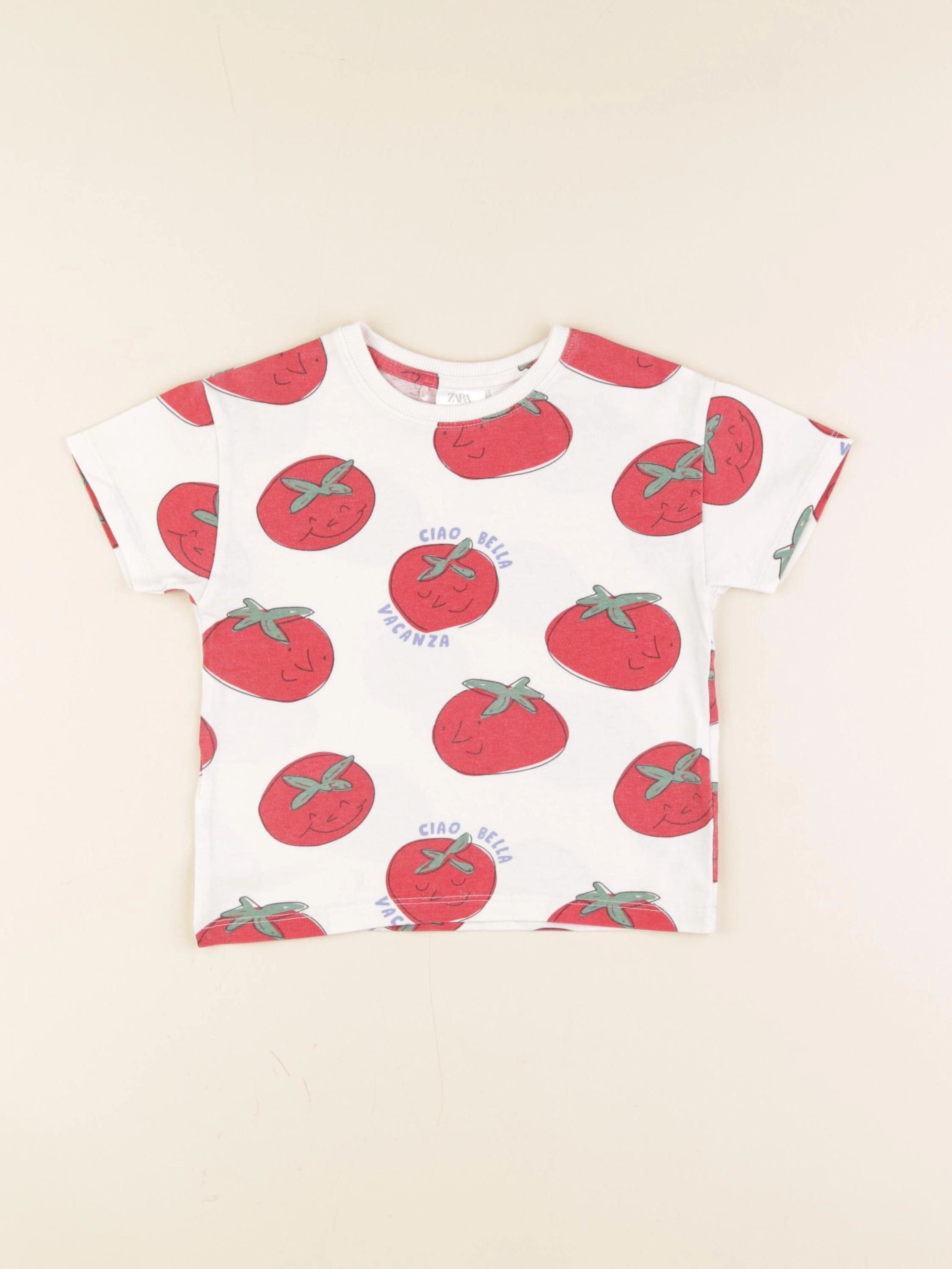 Zara - tee-shirt blanc, rouge - 3 ans
