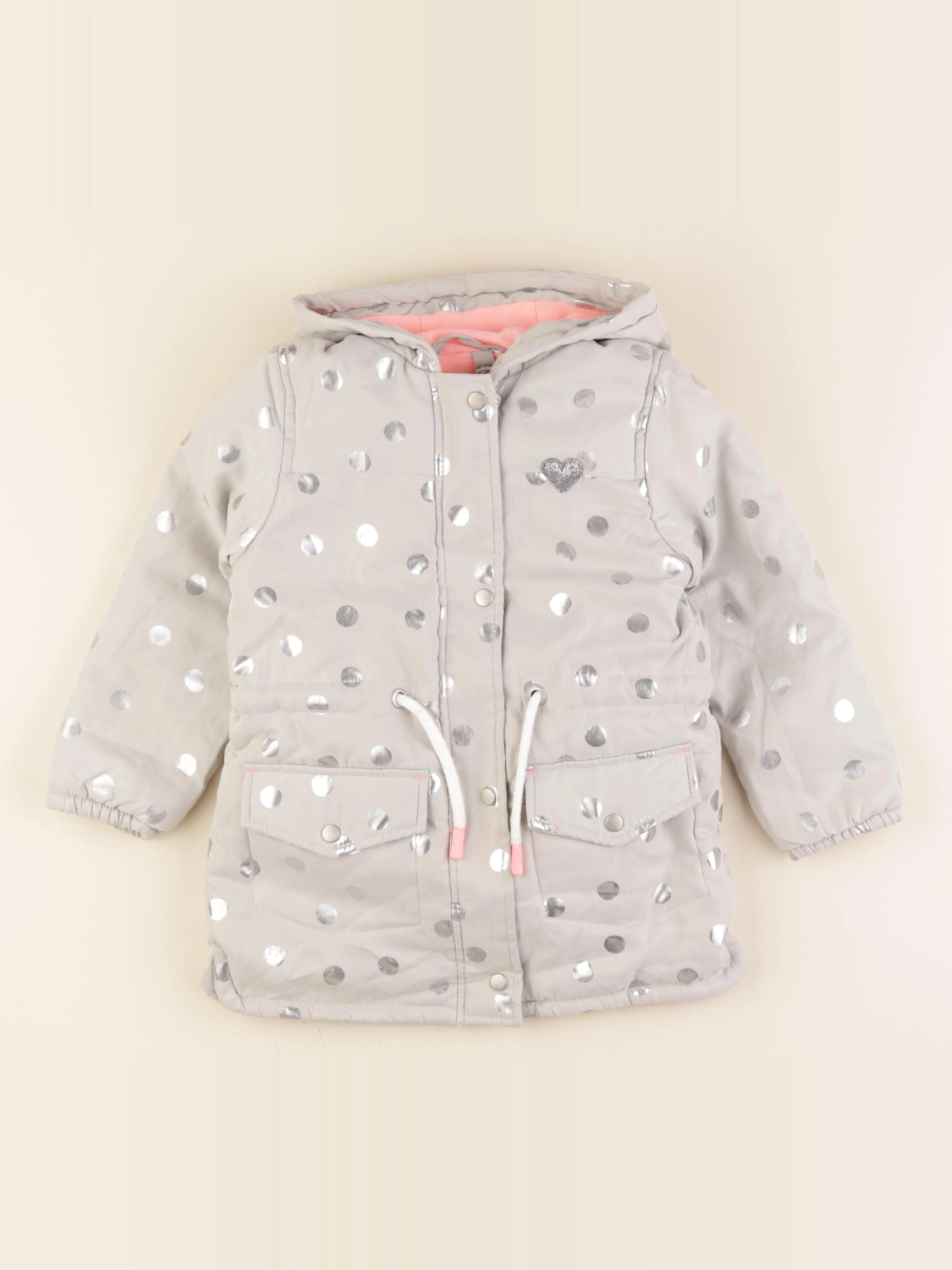 Vertbaudet - manteau doublure amovible gris, argent - 5 ans