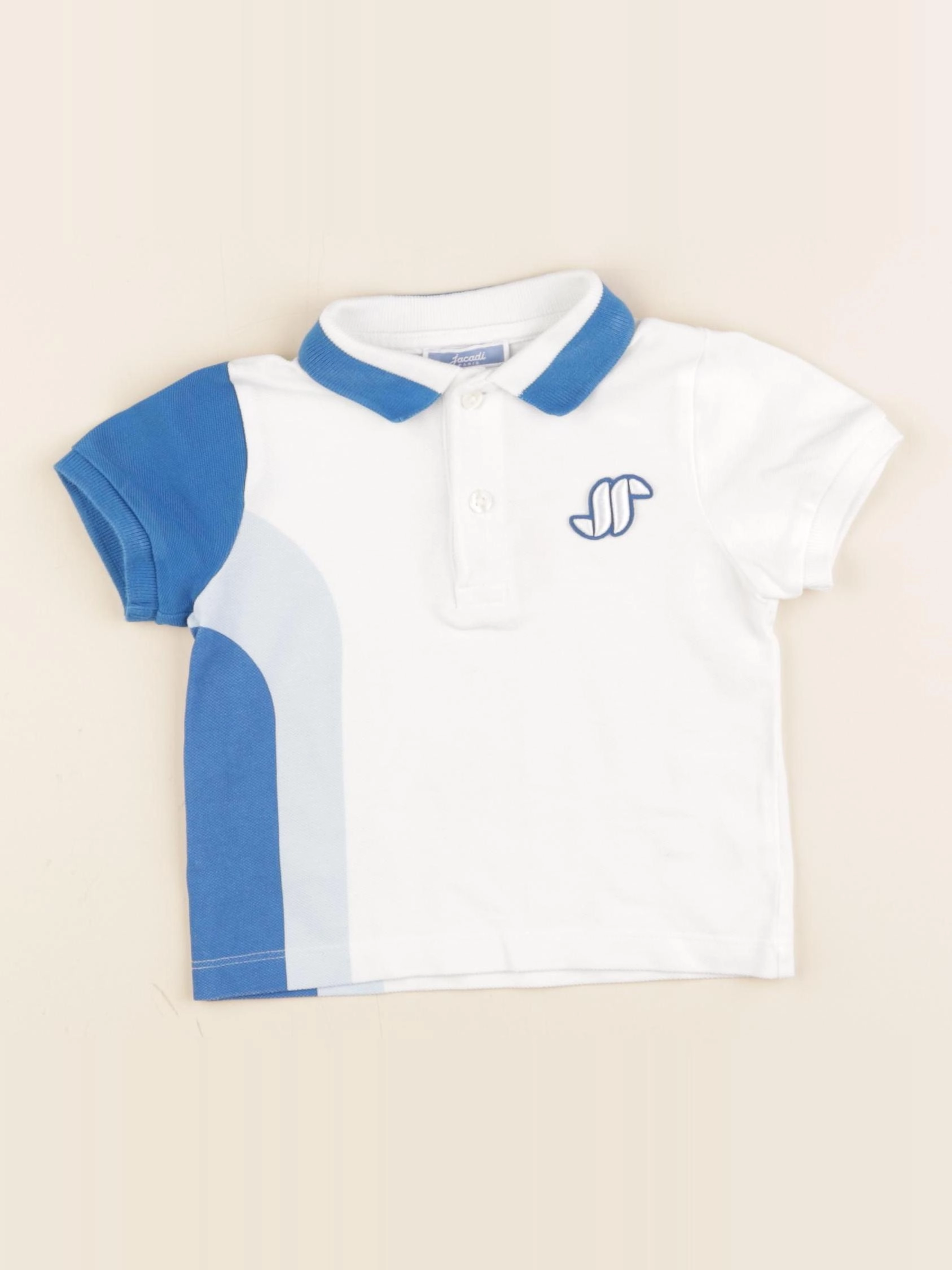 Jacadi - polo blanc, bleu - 18 mois