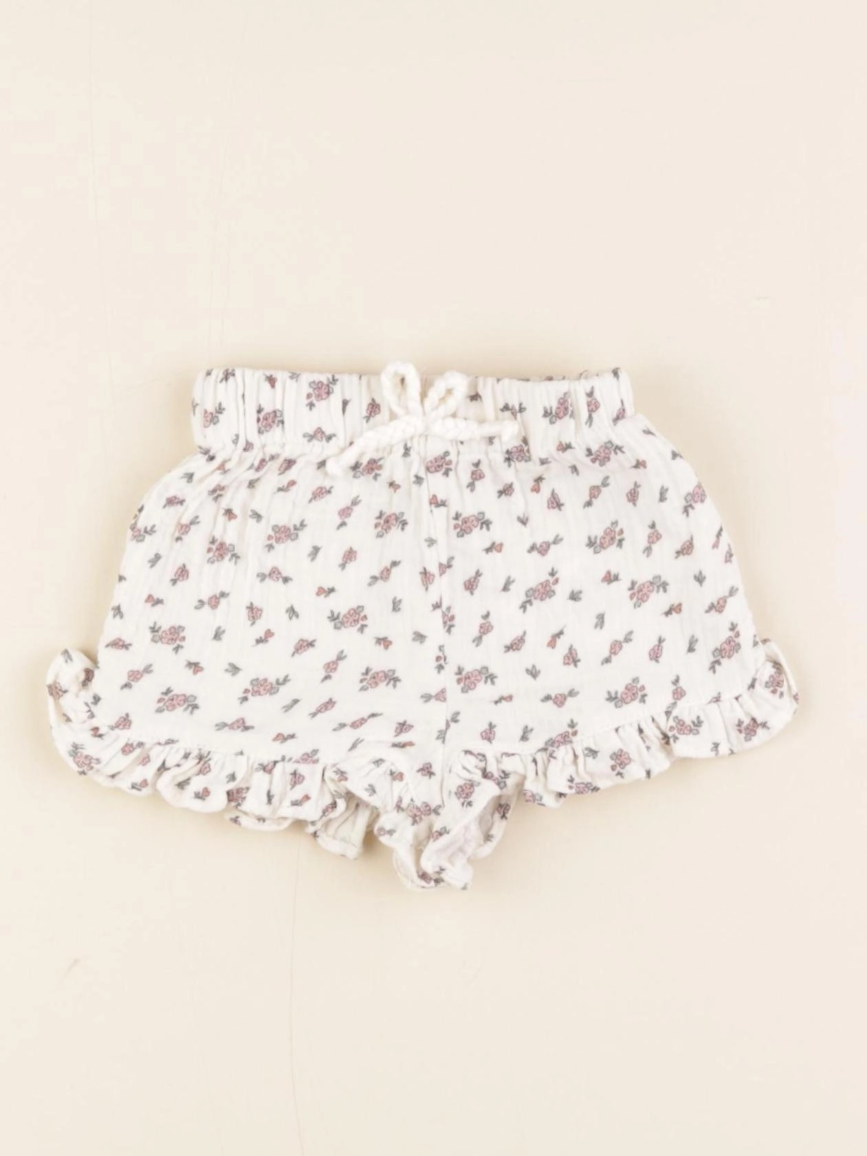 Vertbaudet - short blanc, rose - 3 mois