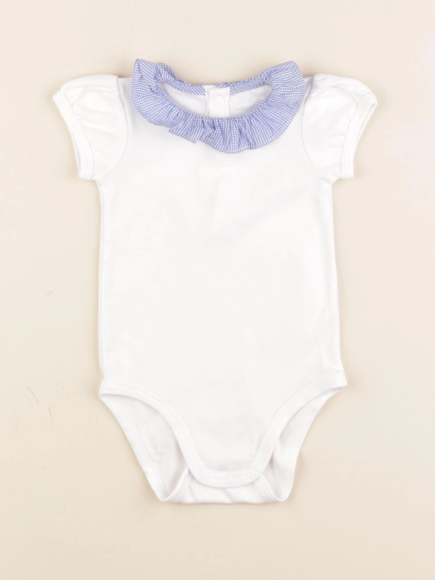 Jacadi - body à col blanc, bleu - 6 mois