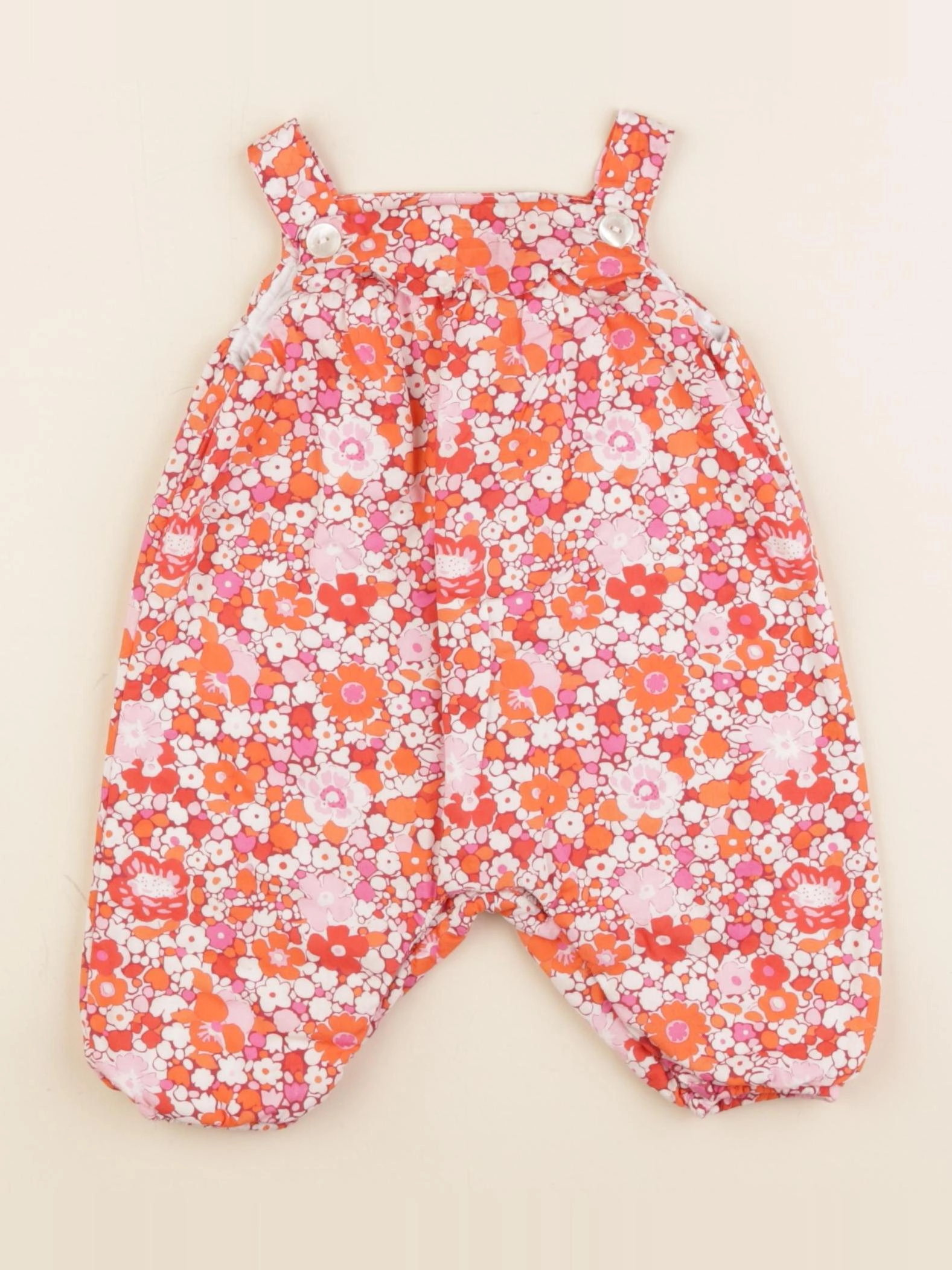 Jacadi - salopette liberty orange, rose - 3 mois