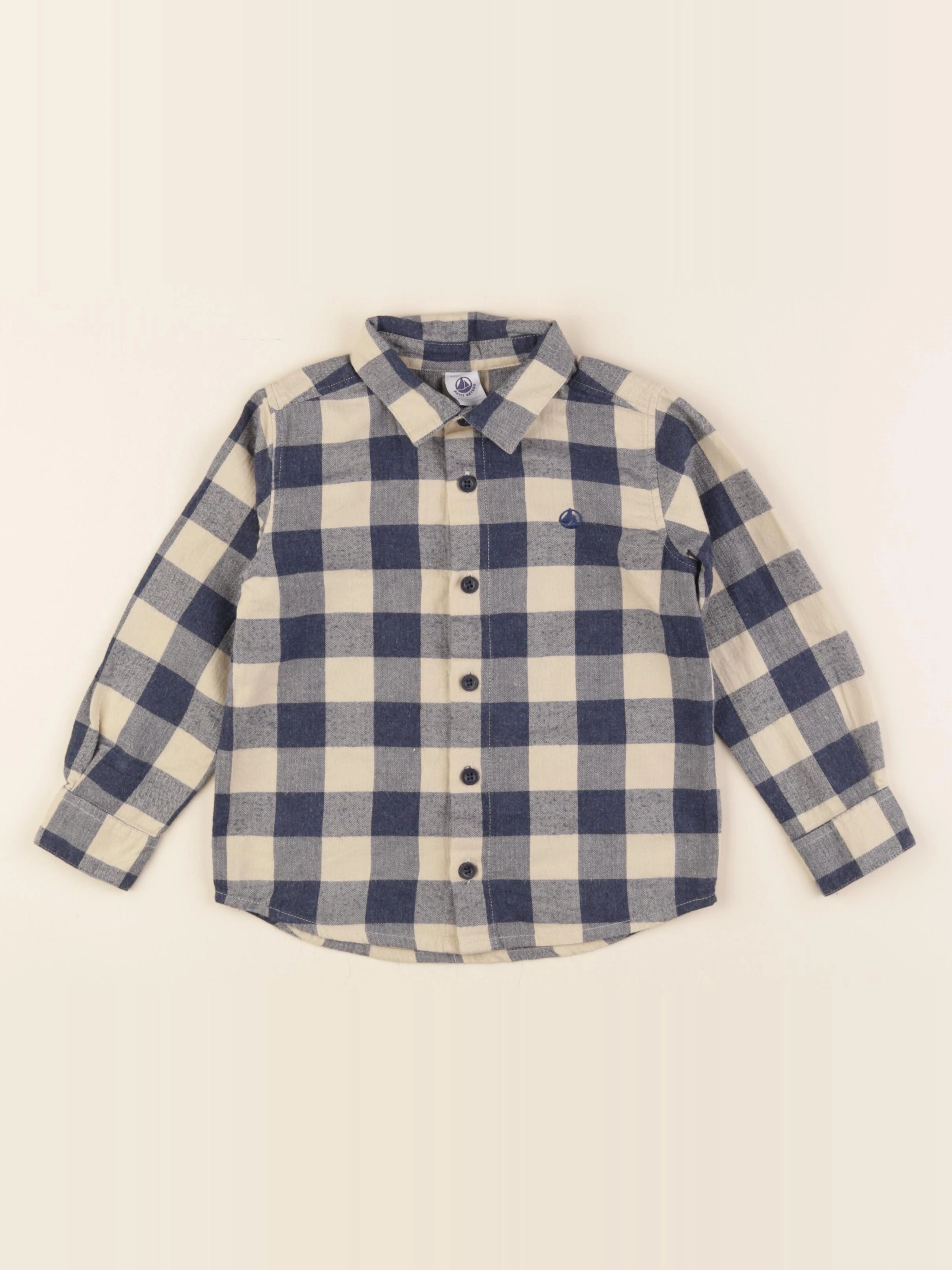 Petit Bateau - chemise bleu - 4 ans