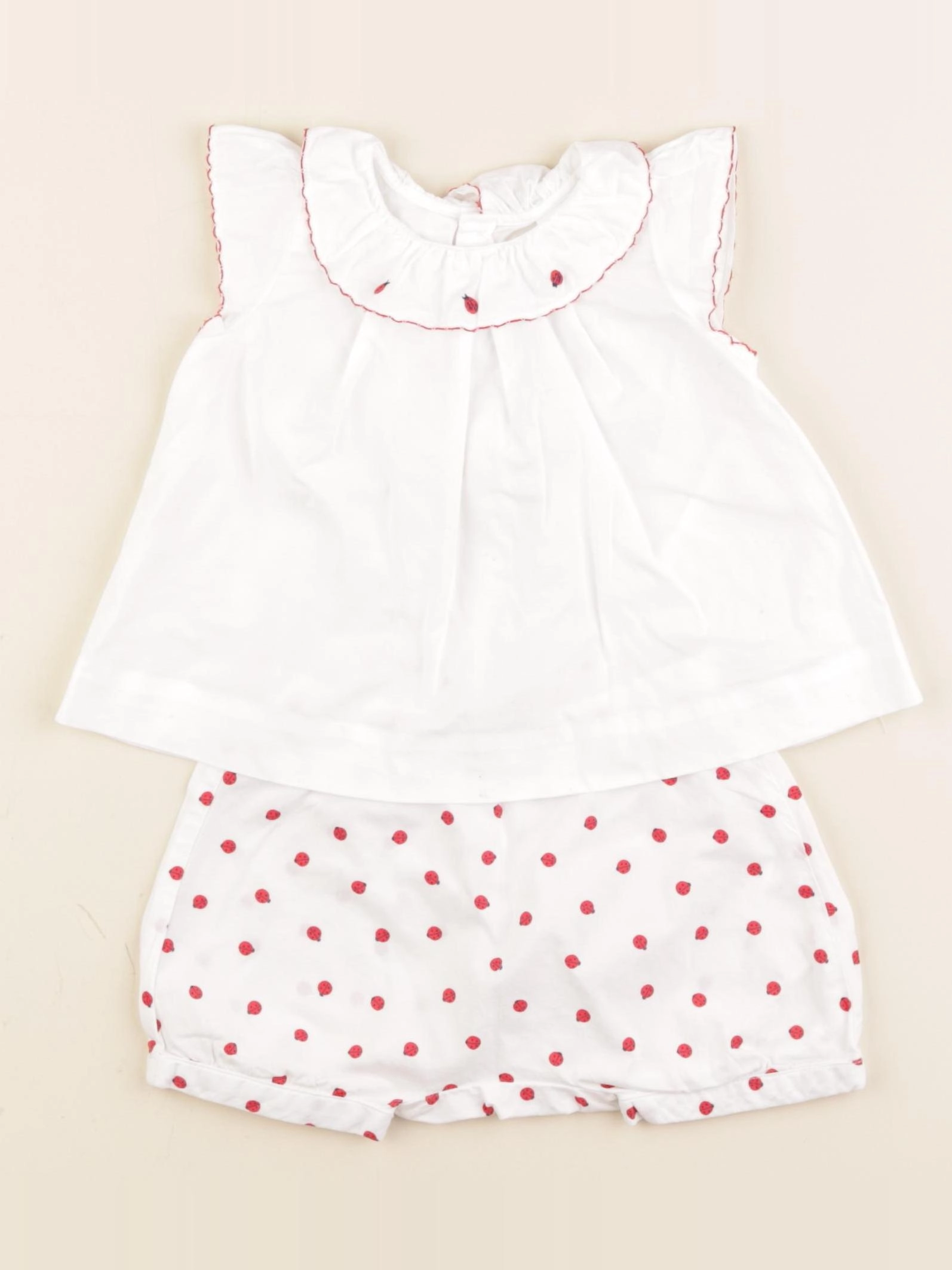 Jacadi - ensemble blanc, rouge - 6 mois