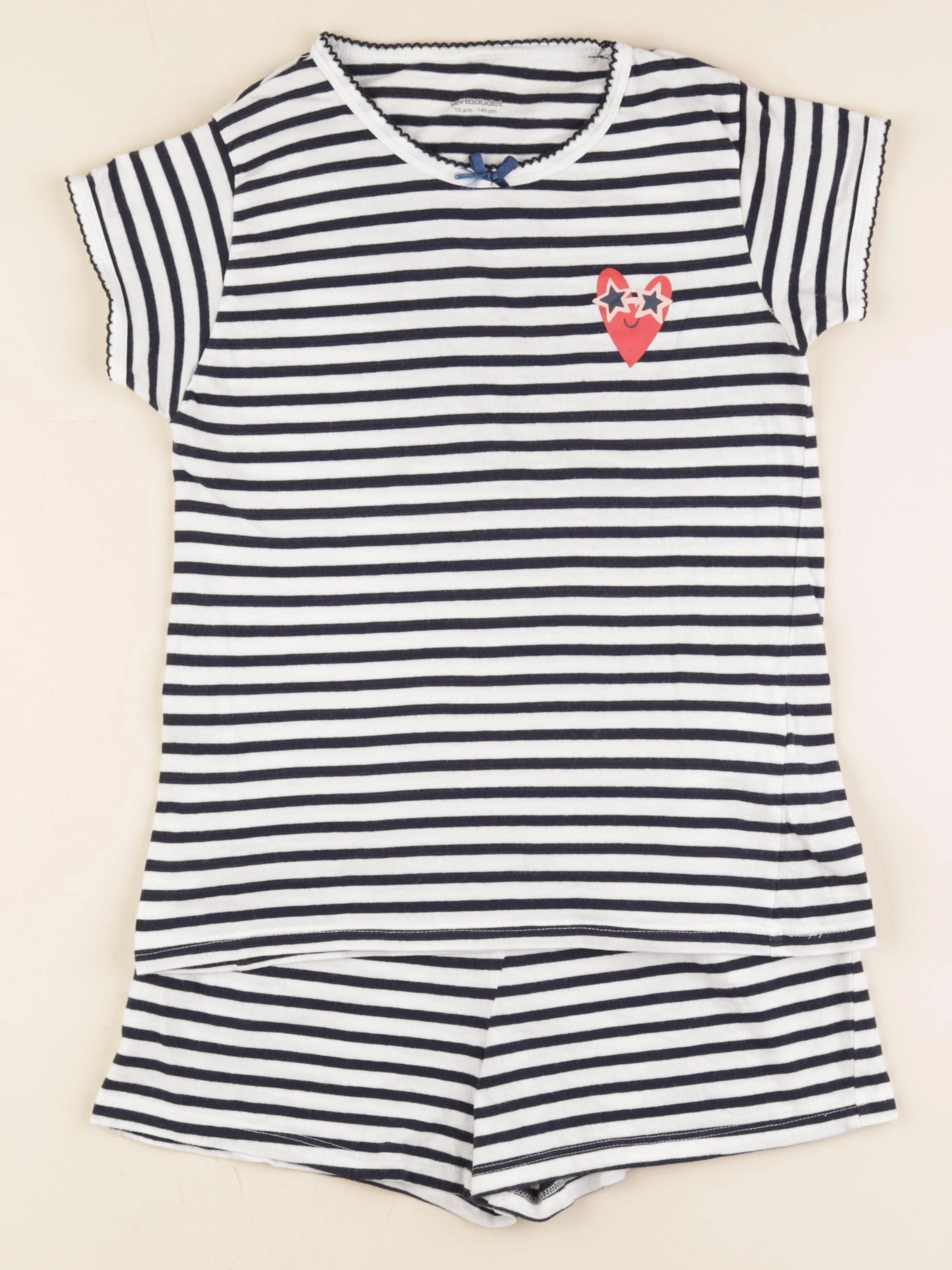 Vertbaudet - pyjama coton blanc, bleu - 10 ans