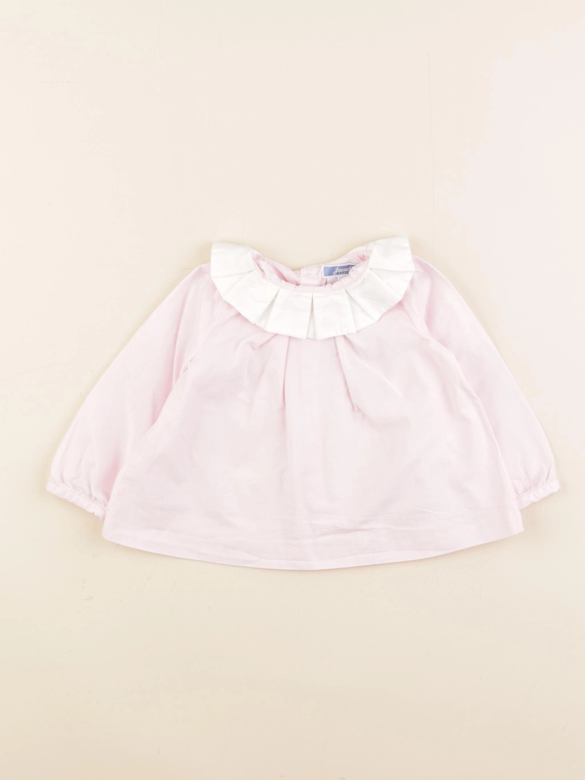 Jacadi - blouse rose, blanc - 12 mois