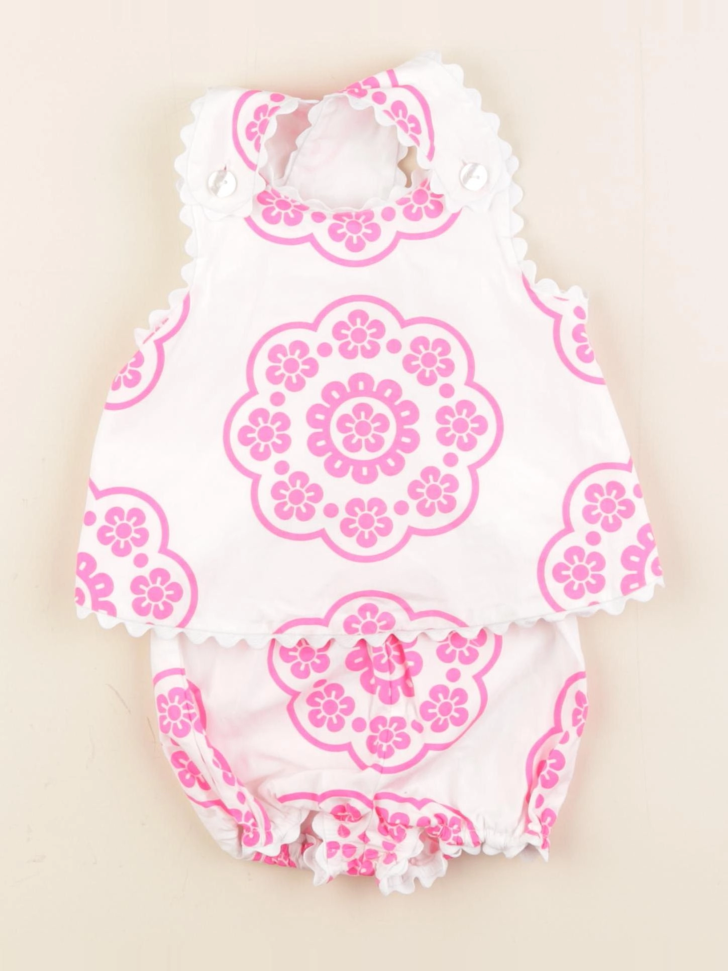 Jacadi - ensemble blanc, rose - 6 mois
