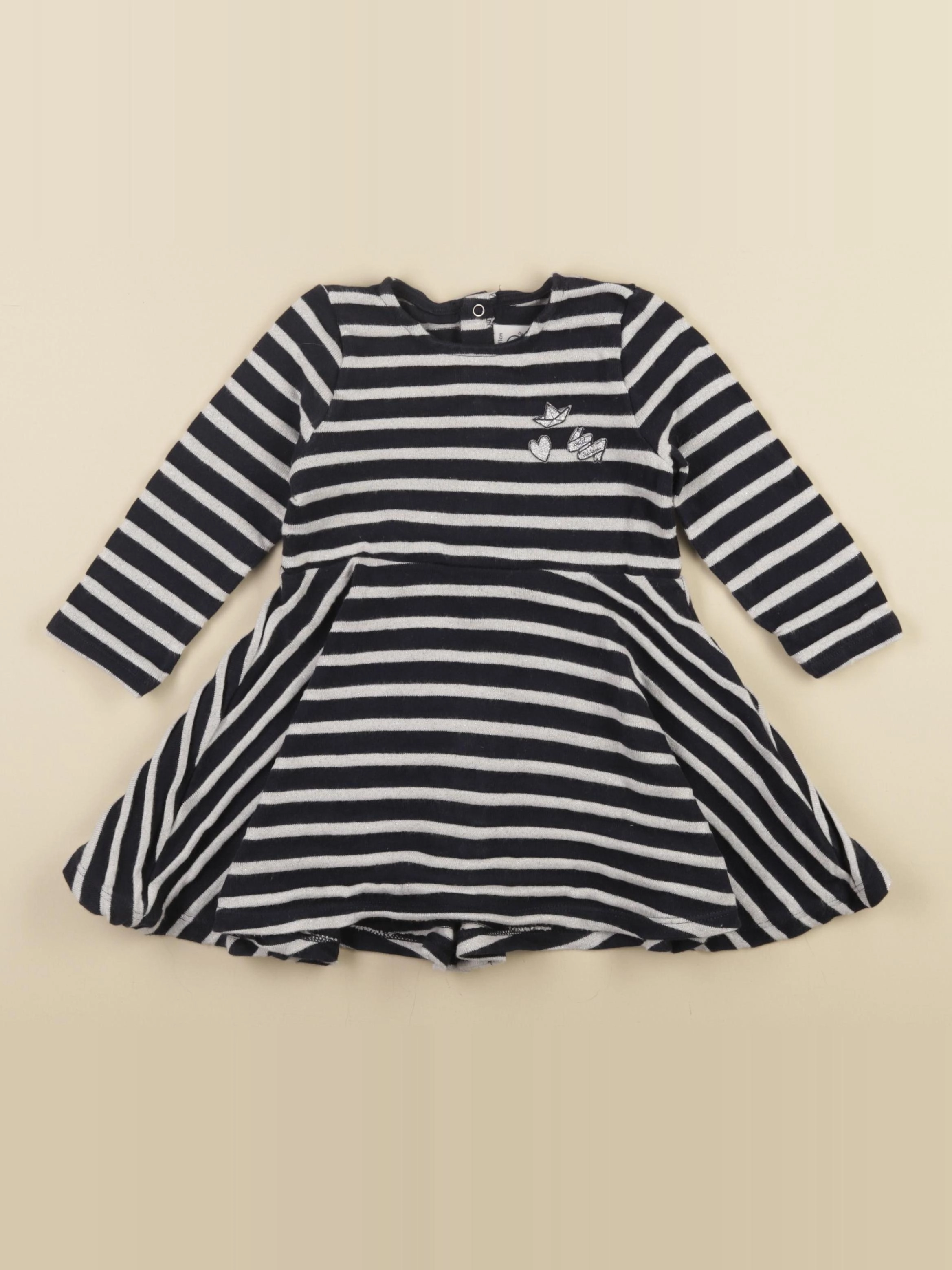 Petit Bateau - robe bleu, argent - 18 mois