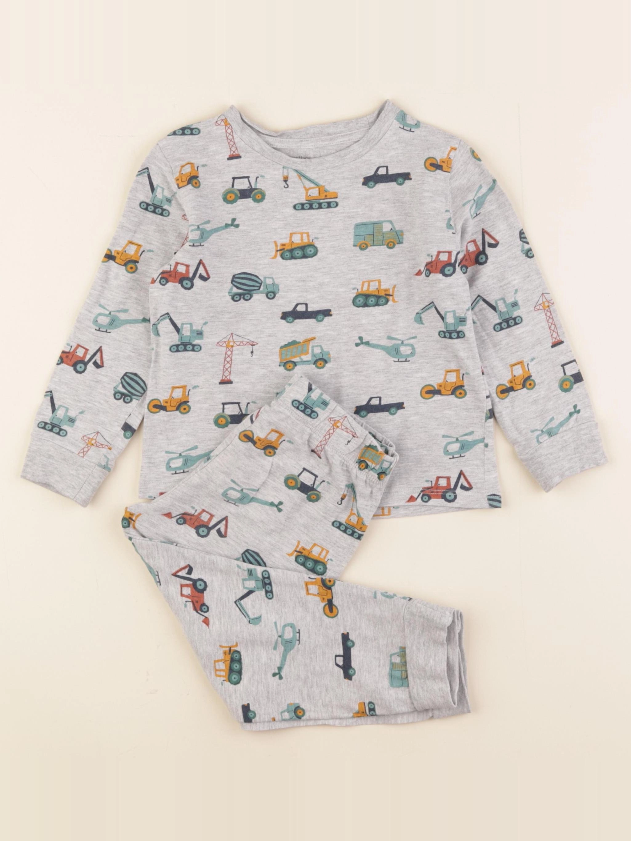 Vertbaudet - pyjama coton gris, vert - 3 ans