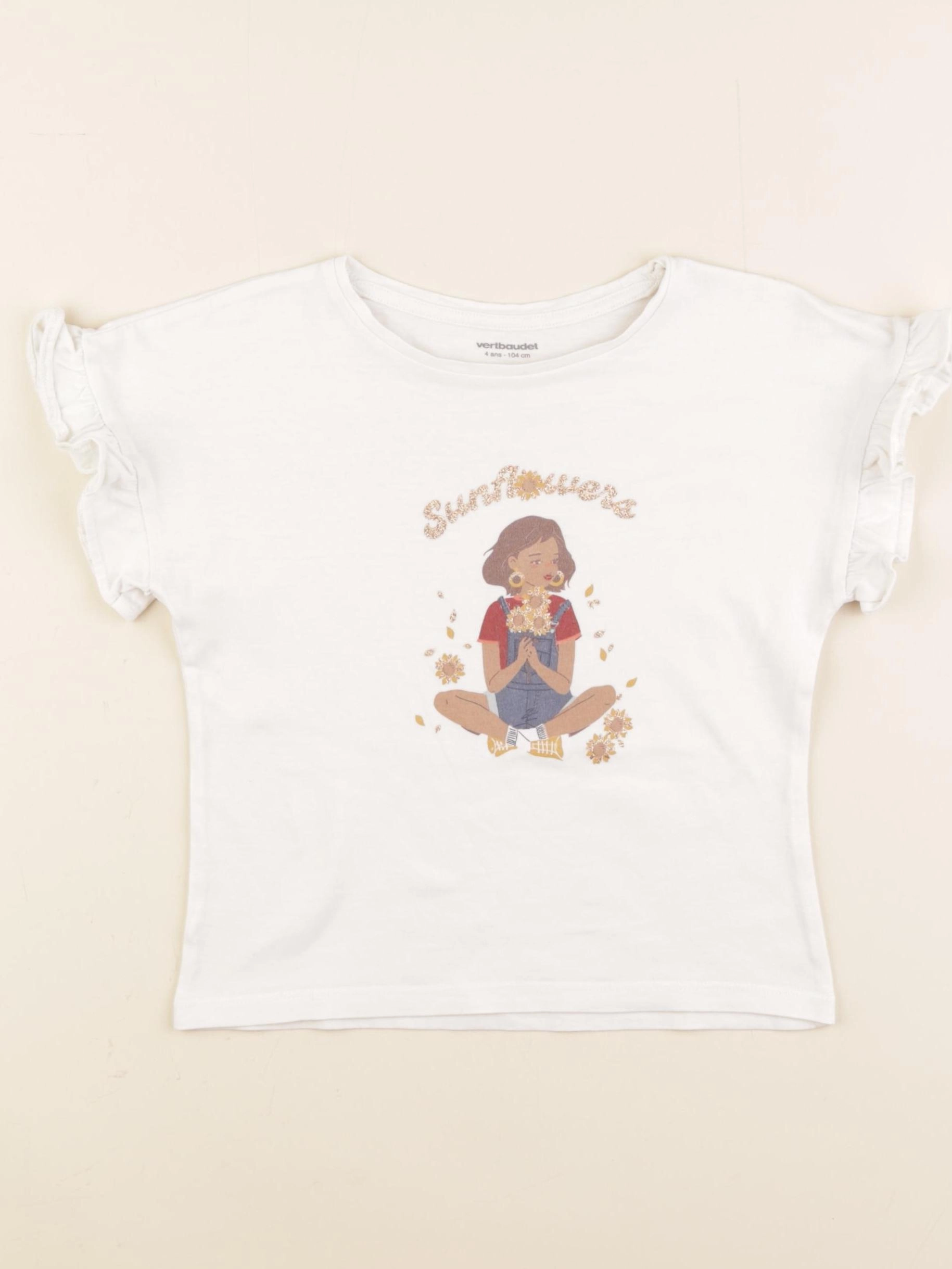 Vertbaudet - tee-shirt blanc - 4 ans