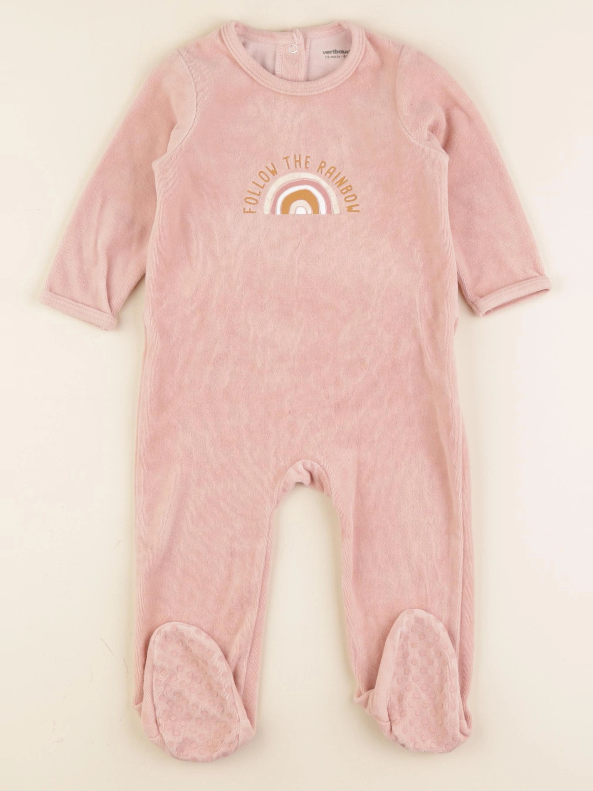 Vertbaudet - pyjama velours rose - 18 mois