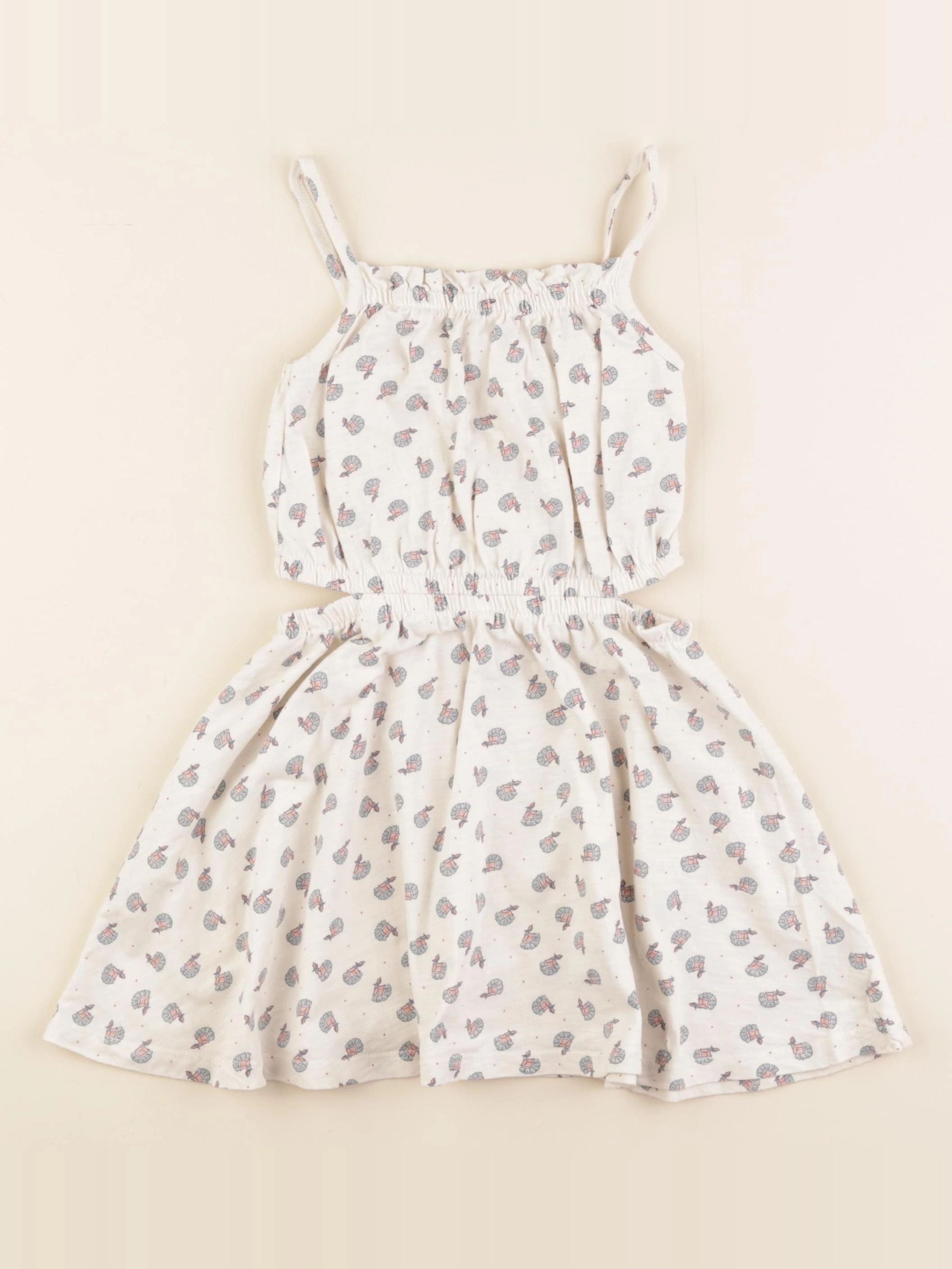 Vertbaudet - robe beige, bleu - 4 ans
