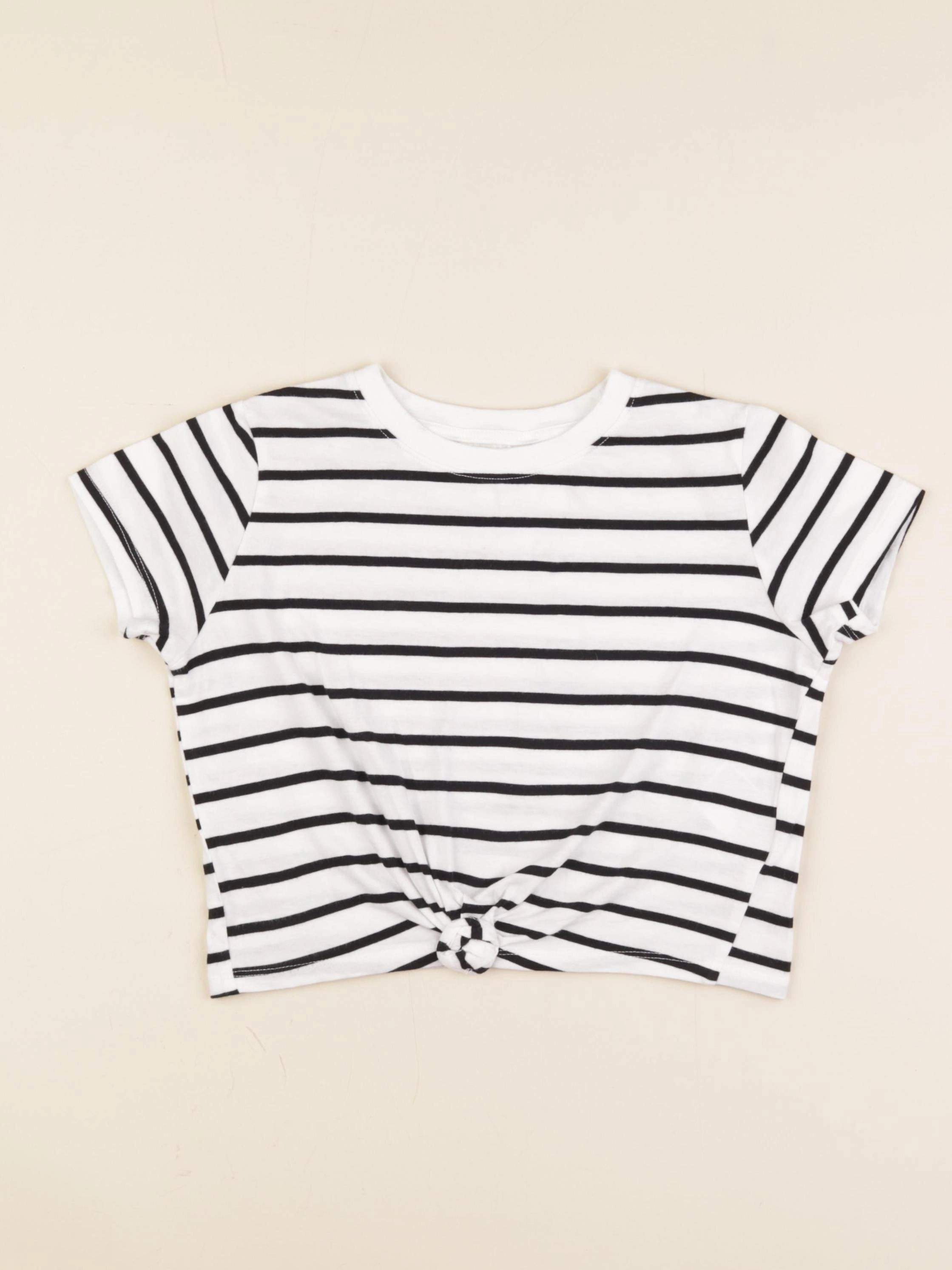 H&M - tee-shirt blanc, bleu - 8/10 ans