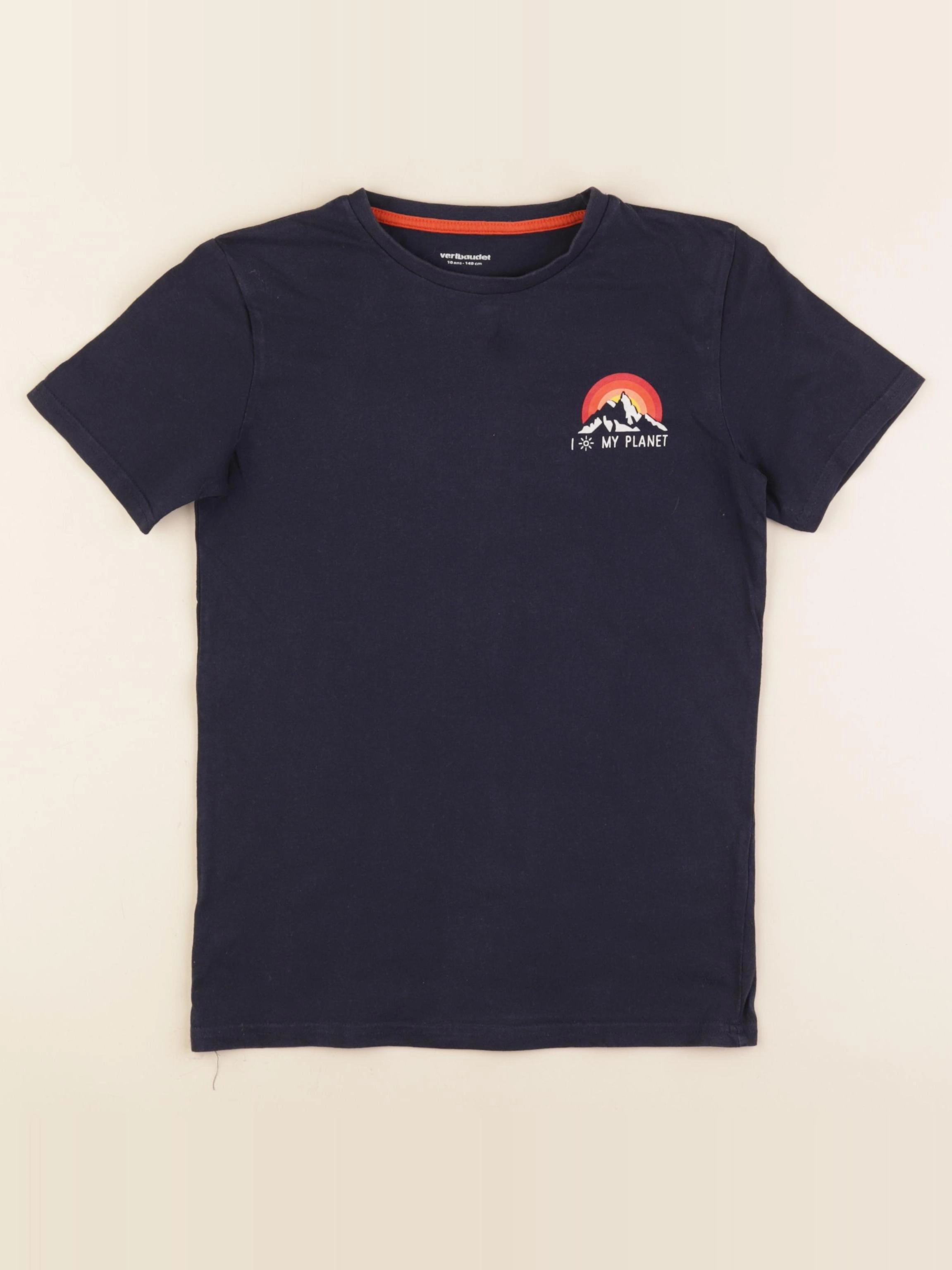 Vertbaudet - tee-shirt imprimé au dos bleu - 10 ans