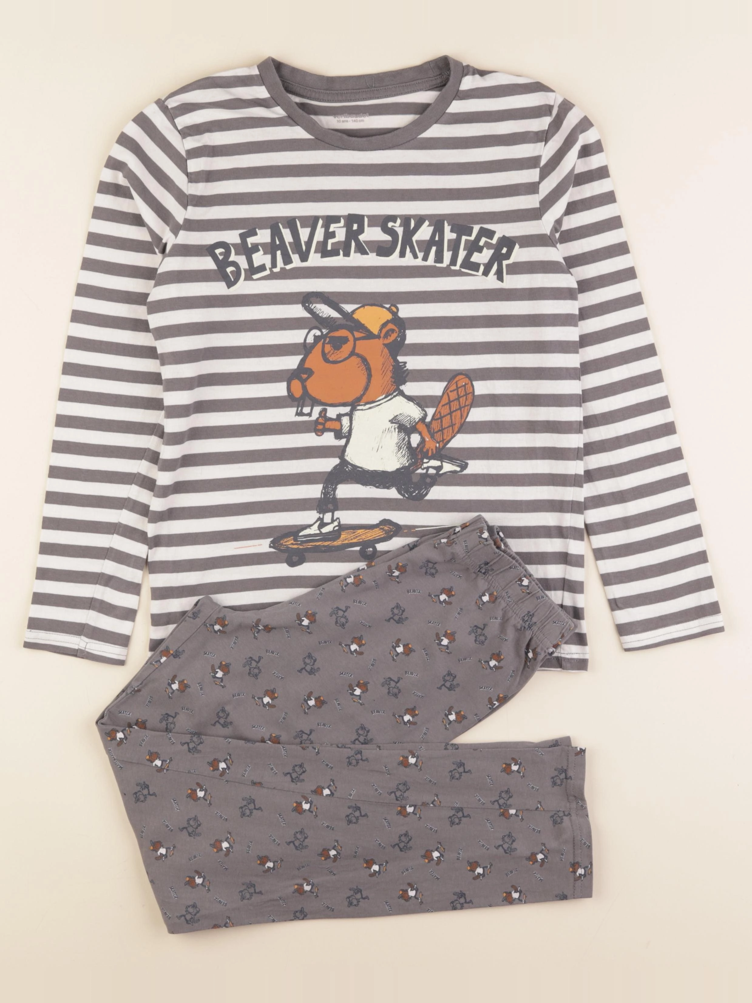 Vertbaudet - pyjama coton gris - 10 ans
