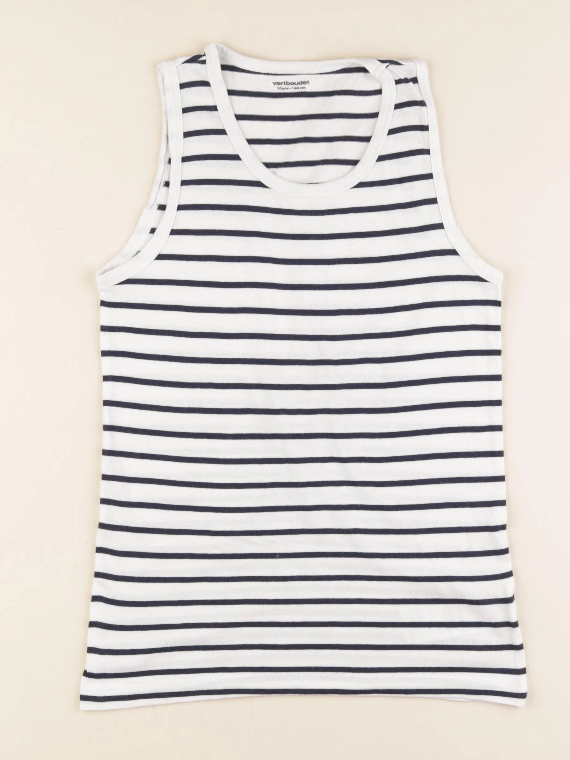 Vertbaudet - débardeur blanc, bleu - 10 ans