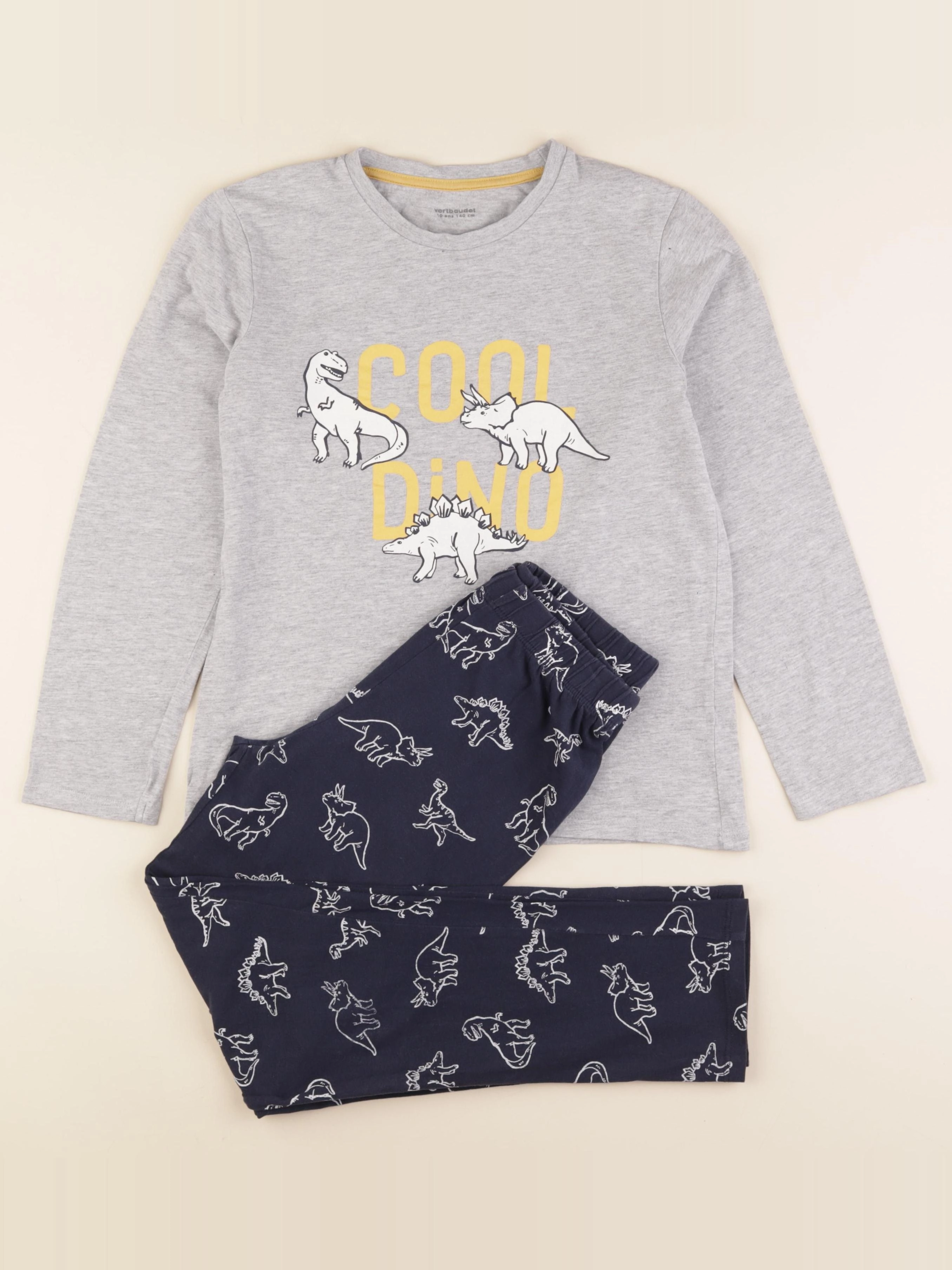 Vertbaudet - pyjama coton gris, bleu - 10 ans