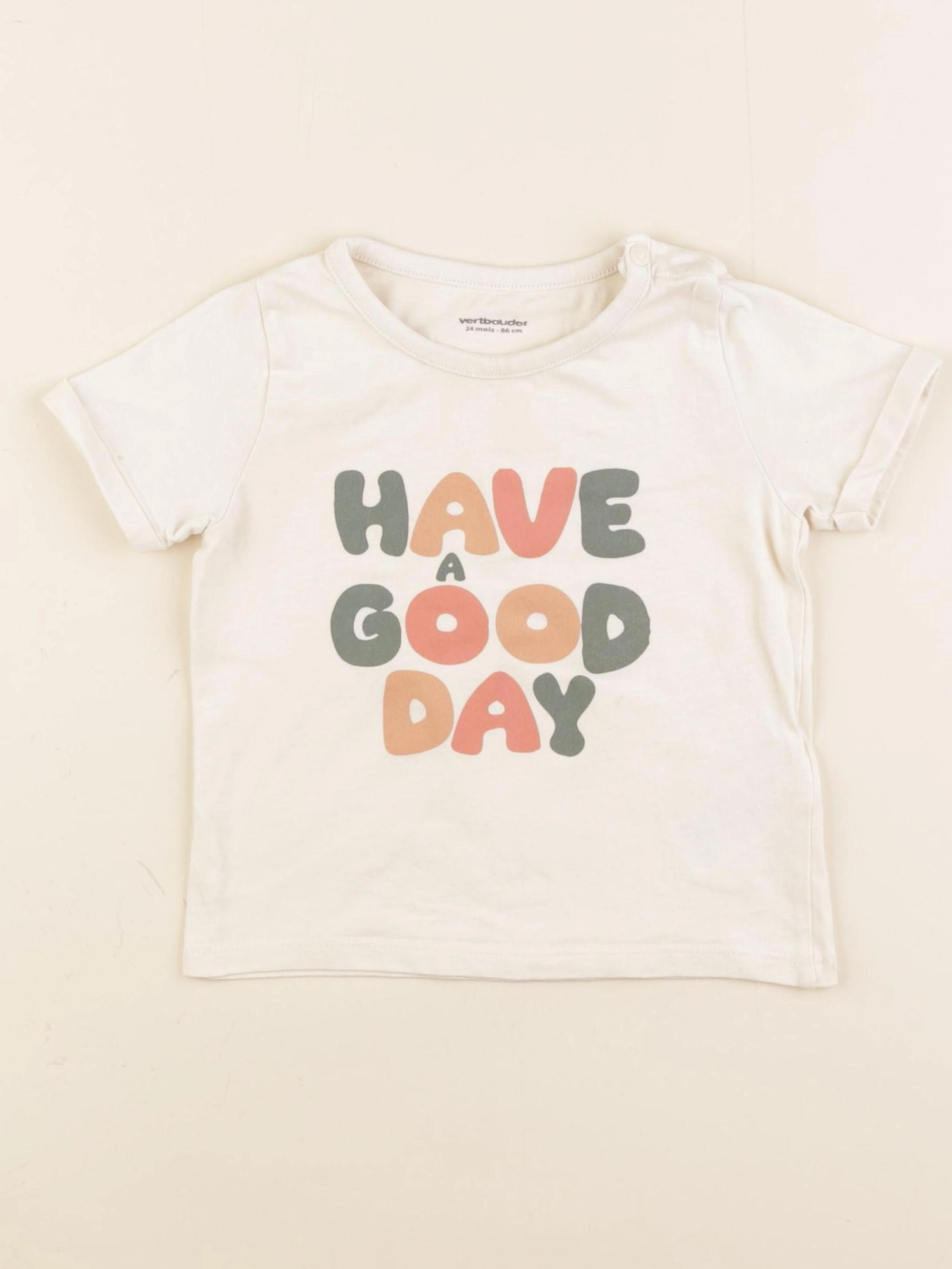 Vertbaudet - tee-shirt beige - 24 mois
