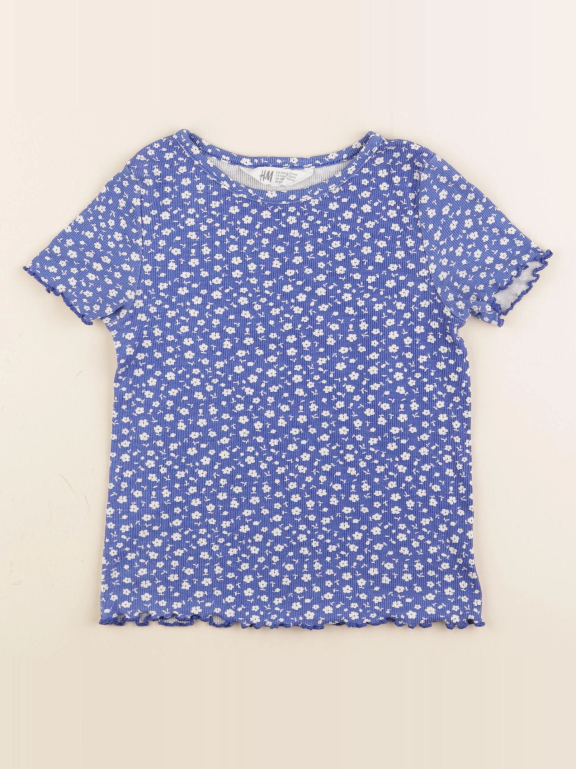 H&M - tee-shirt blanc, bleu - 4/6 ans