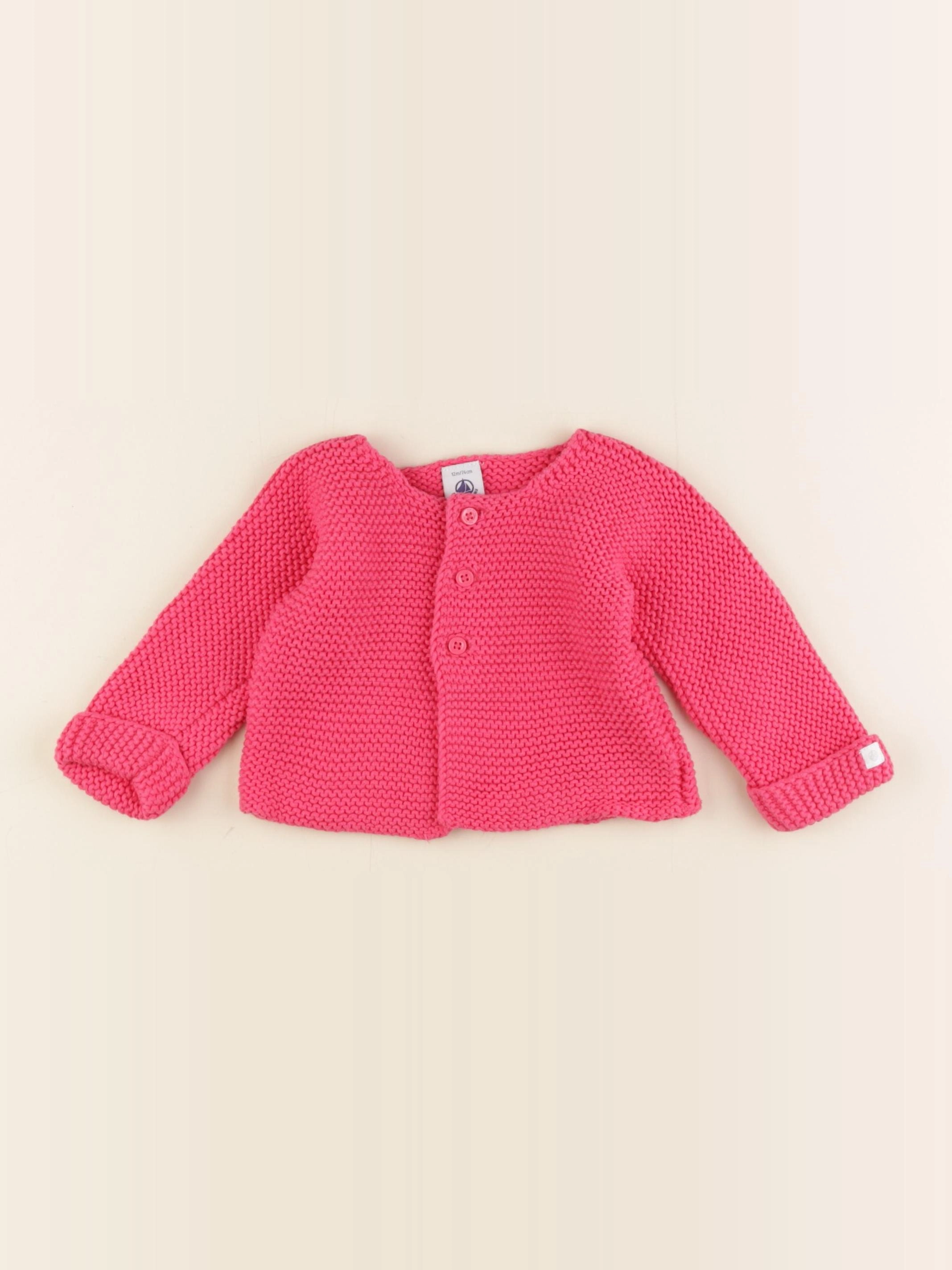 Petit Bateau - gilet rose - 12 mois