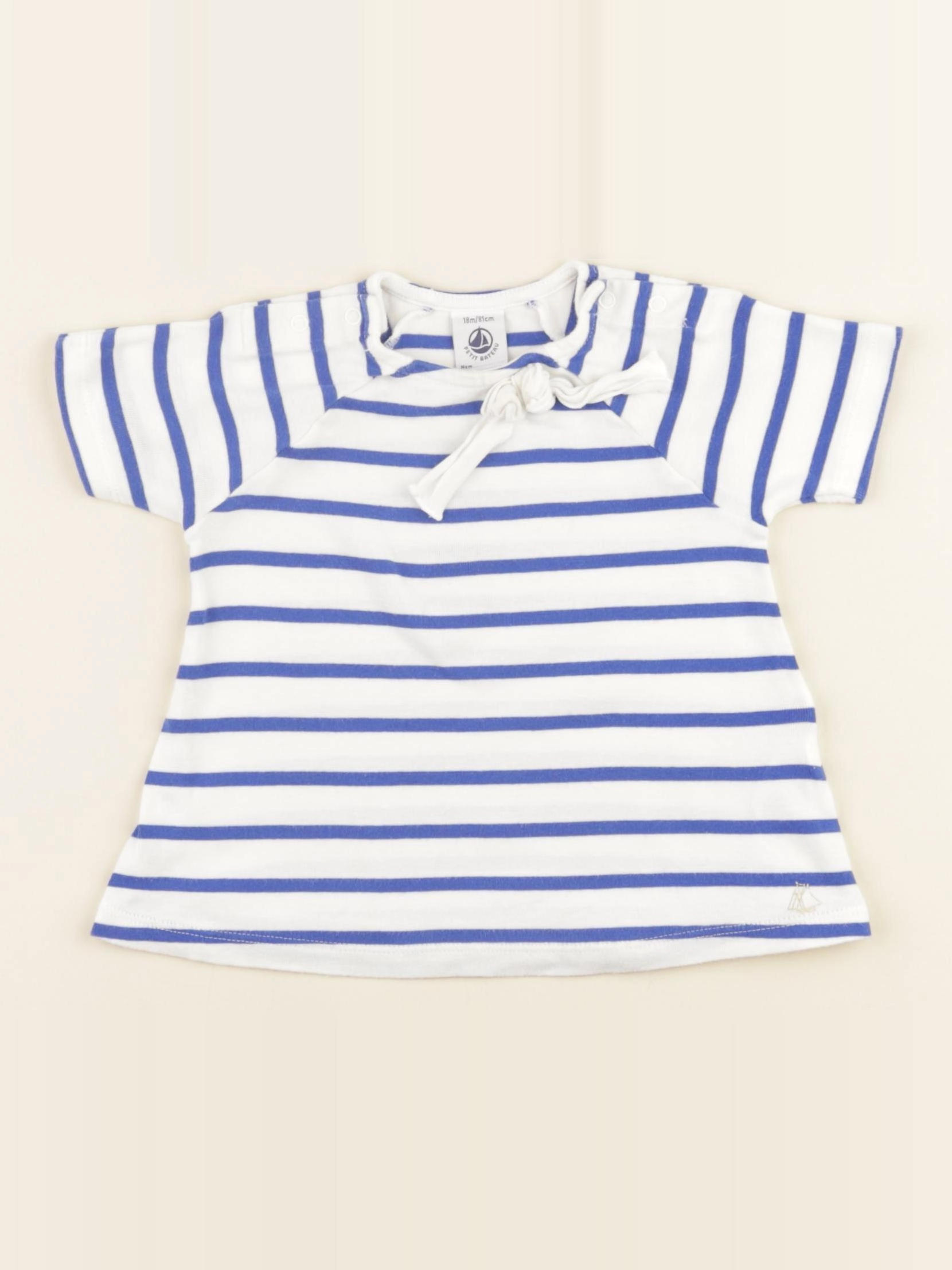 Petit Bateau - tee-shirt bleu, blanc - 18 mois