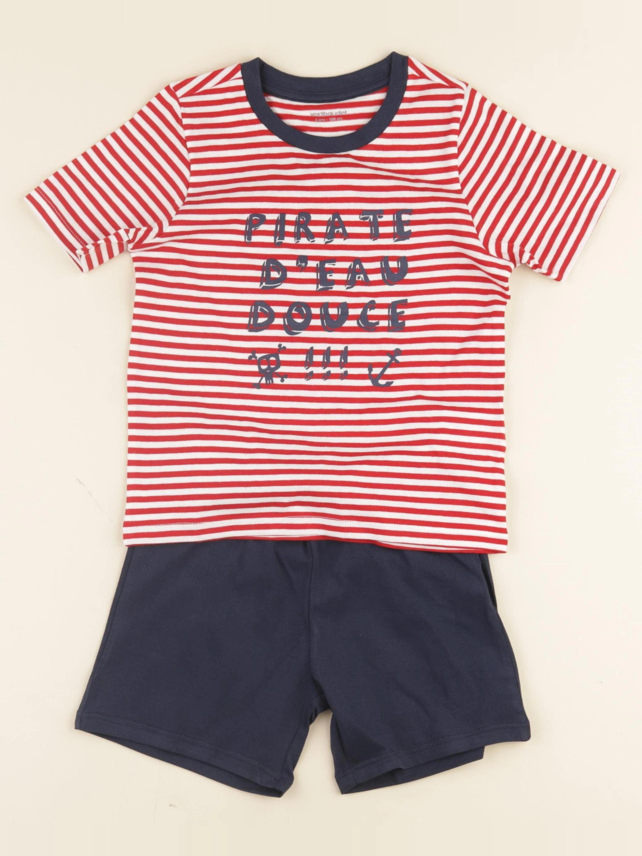 Vertbaudet - pyjama coton bleu, rouge - 4 ans