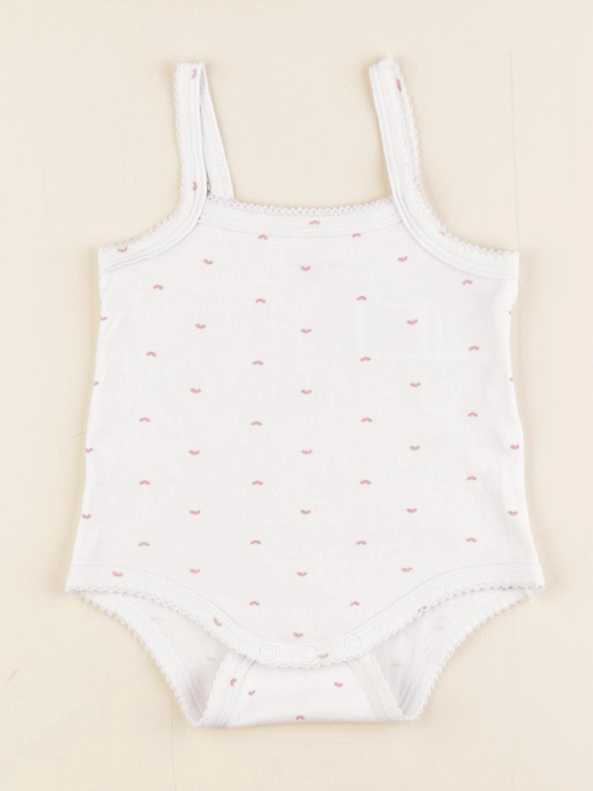 Vertbaudet - body blanc, rose - 6 mois